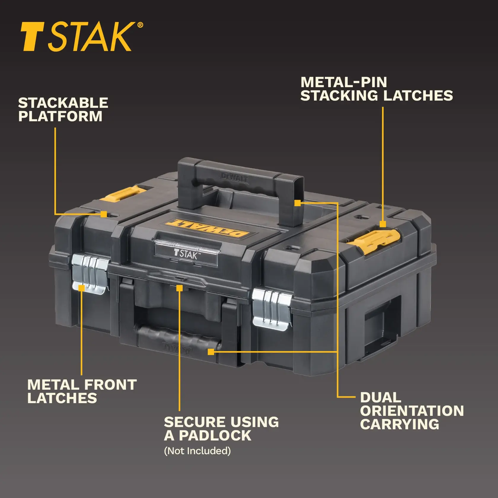 DWST17807 walkaorund: two side latches, bi-material handle, flat-top design