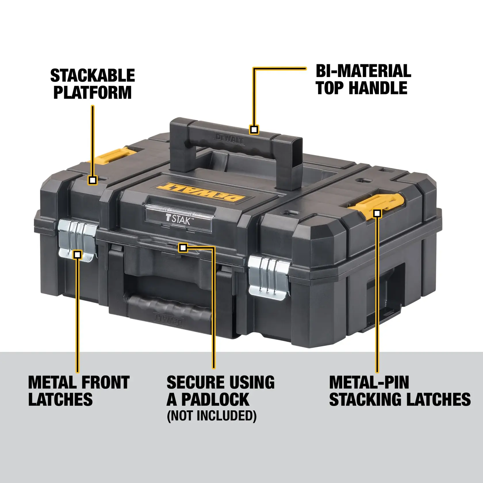 DEWALT® TSTAK II 13-in. (330mm) Stackable Flat Top Tool Storage Case