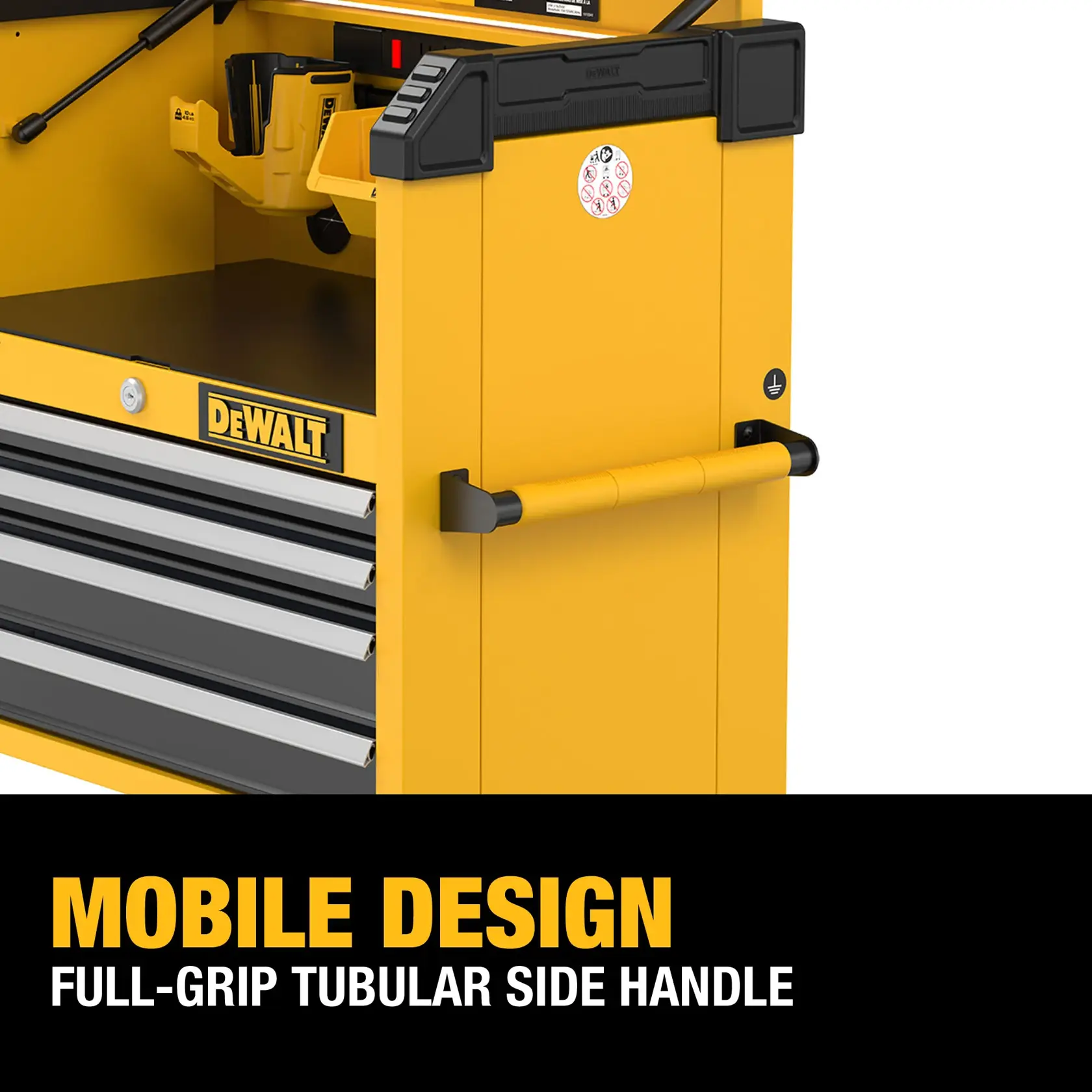 Graphic of the Mobile Design on the DEWALT 26“W 4-Drawer Tool Chest