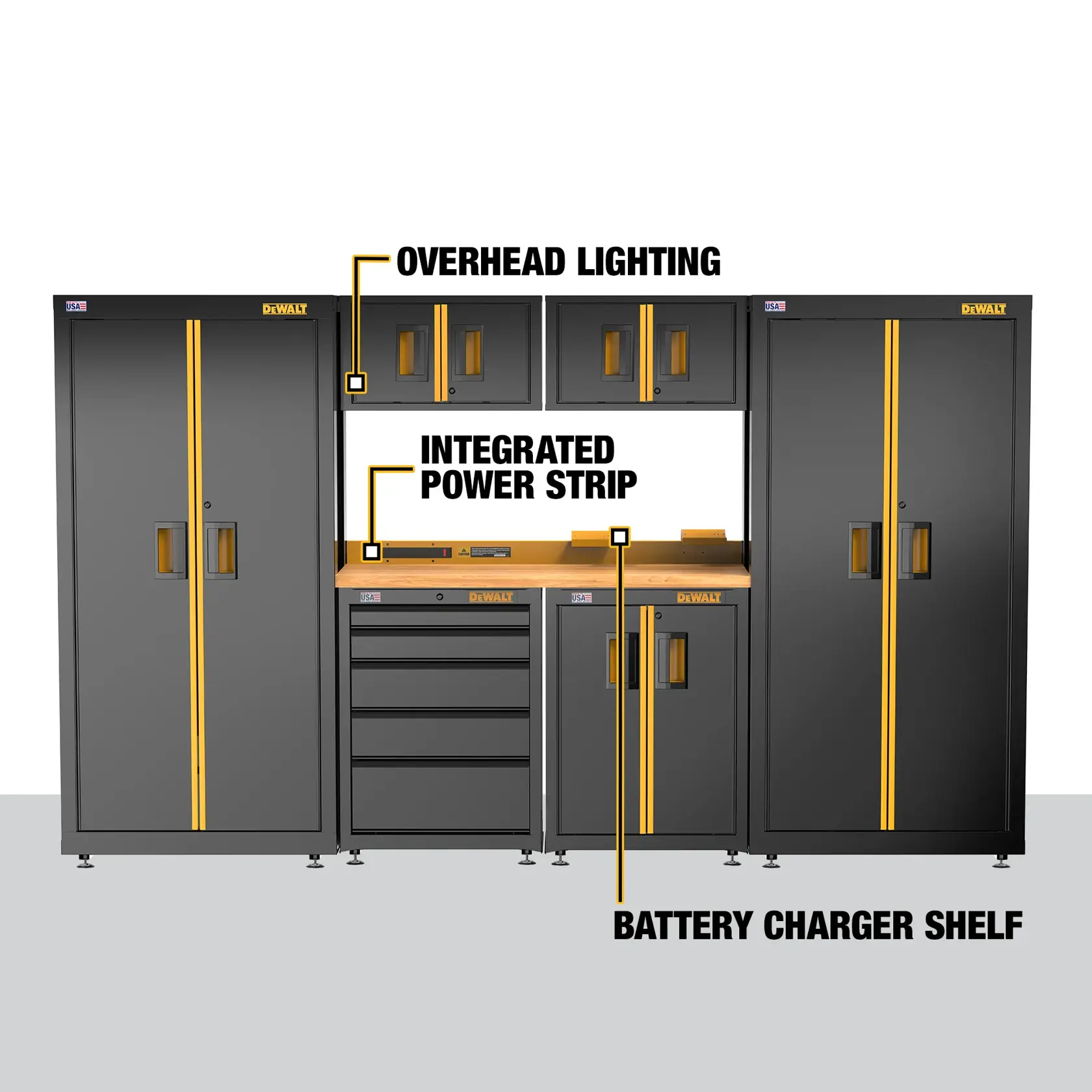 7 Piece Suite - Door/Drawer - Wood Top
