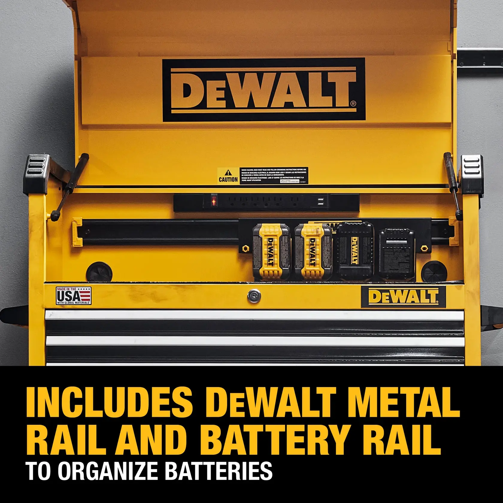 DEWALT® 37 in. 4-Drawer Tool Chest Featuring Metal and Battery Rails