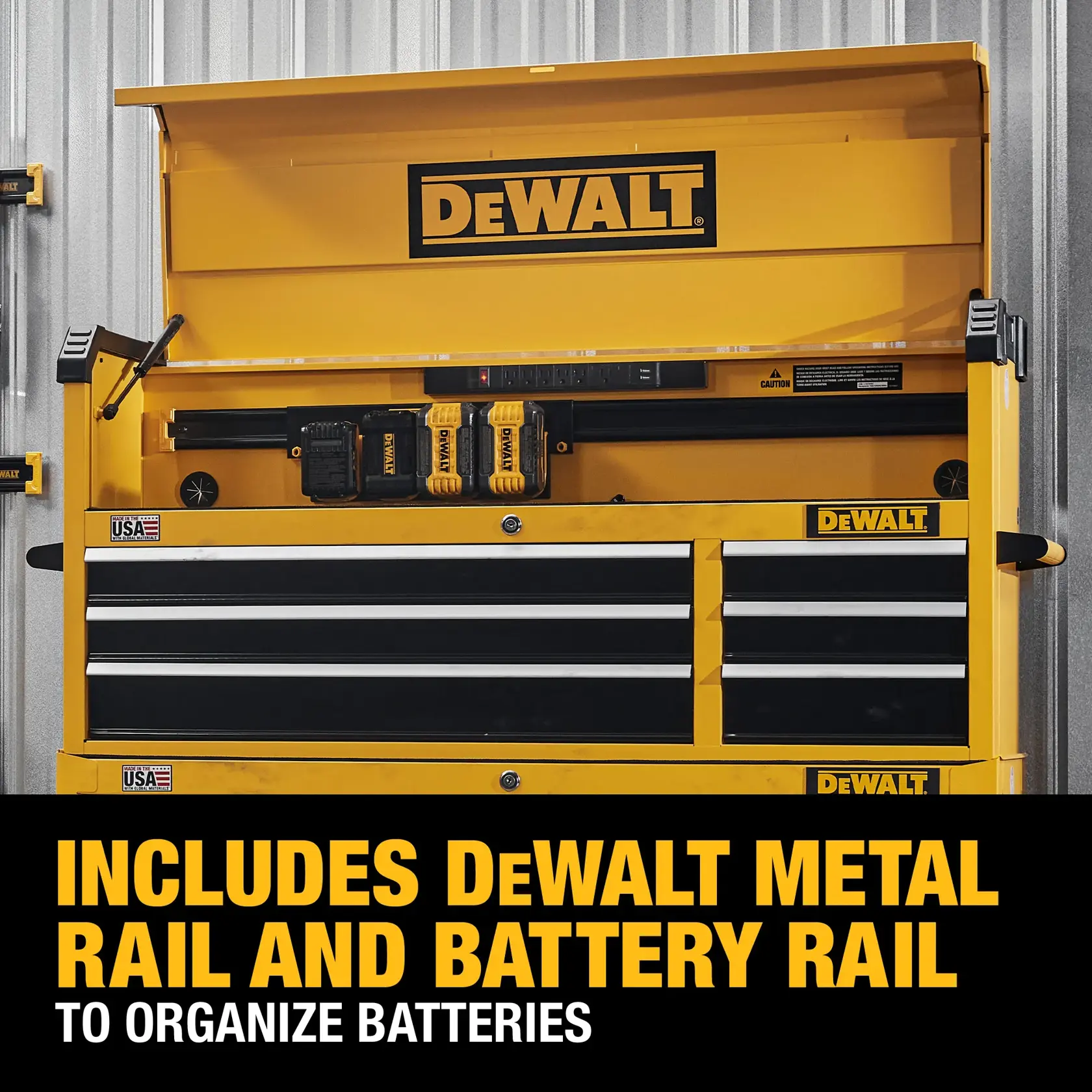 DEWALT® 52 in. 6-Drawer Tool Chest Featuring Metal and Battery Rails