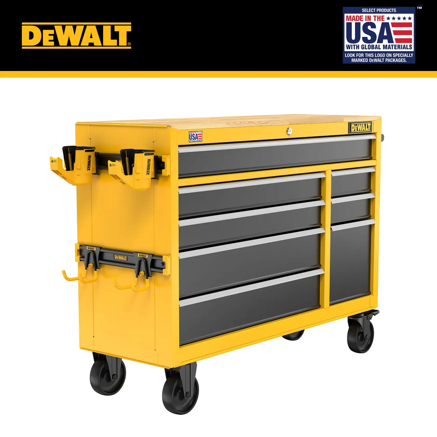 Graphic of the DEWALT 52“ Wide 8 Drawer Mobile Workstation