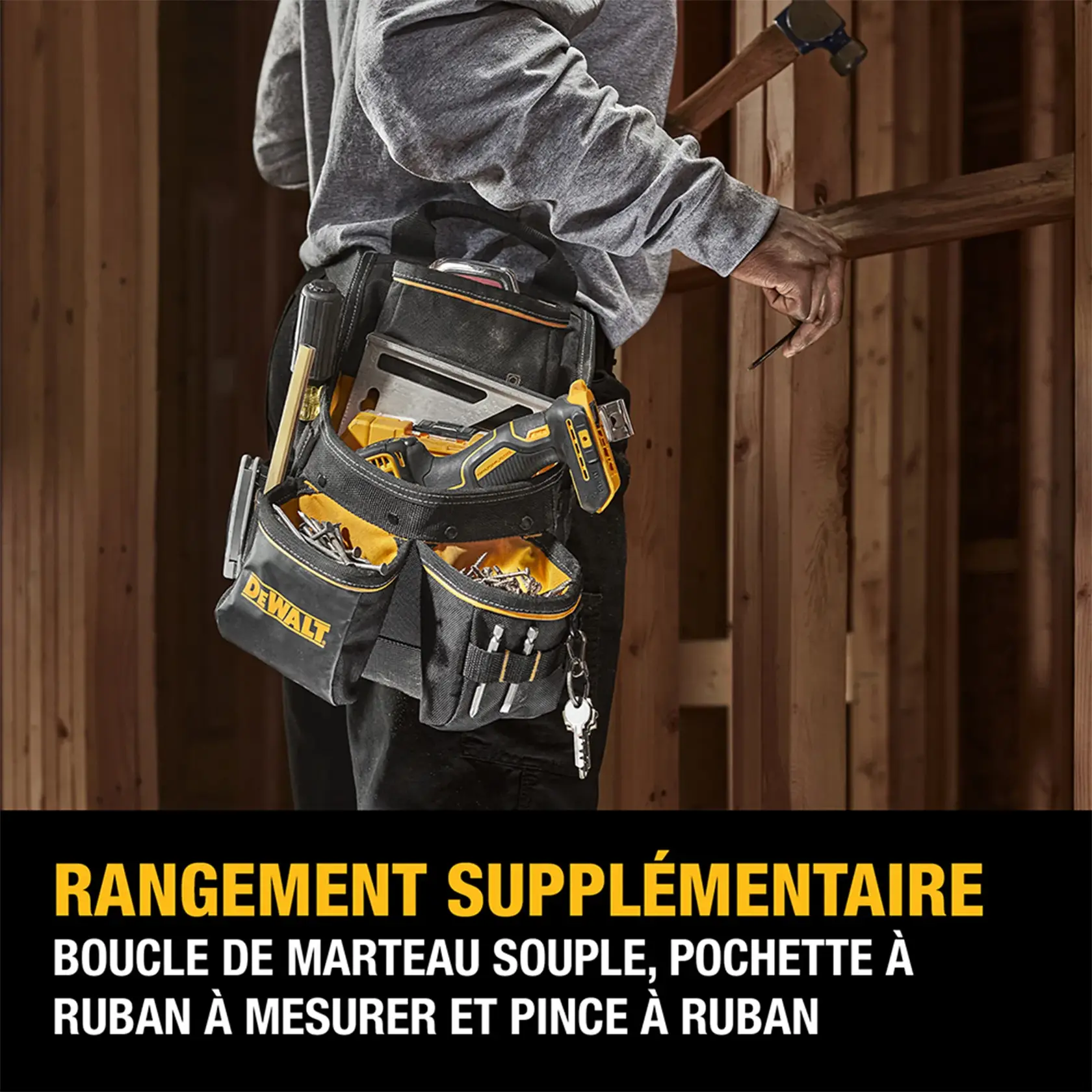 Image of man with DeWalt Nail Pouch on tool belt