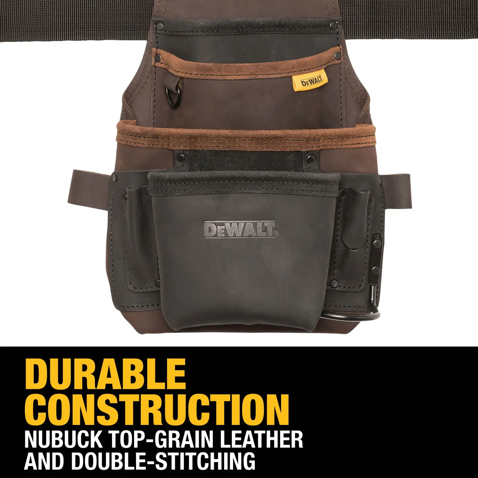 Durable Construction - nubuck top-grain leather and double-stitching graphic