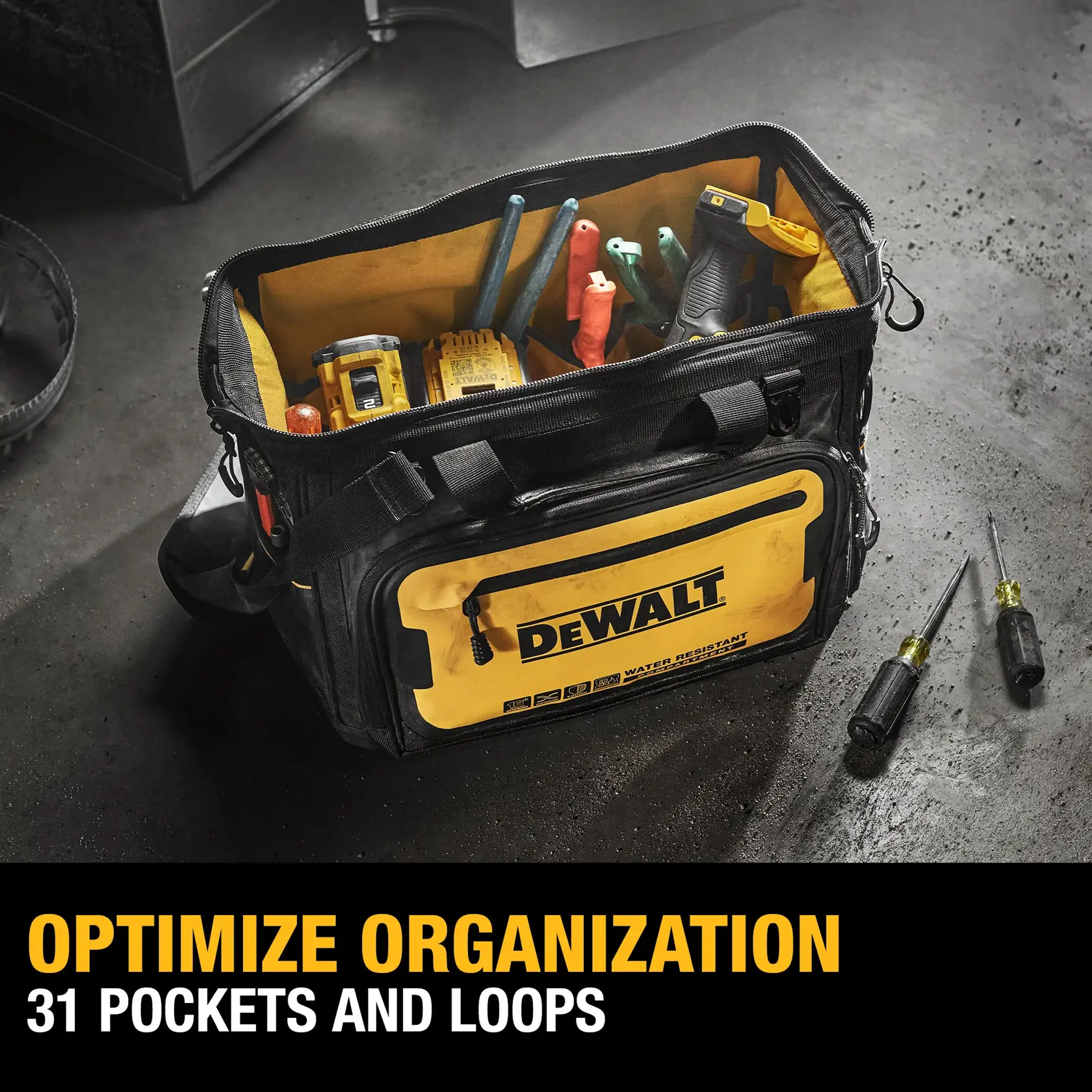 Image showing DeWalt 16 Pro Open Mouth tool bag on floor