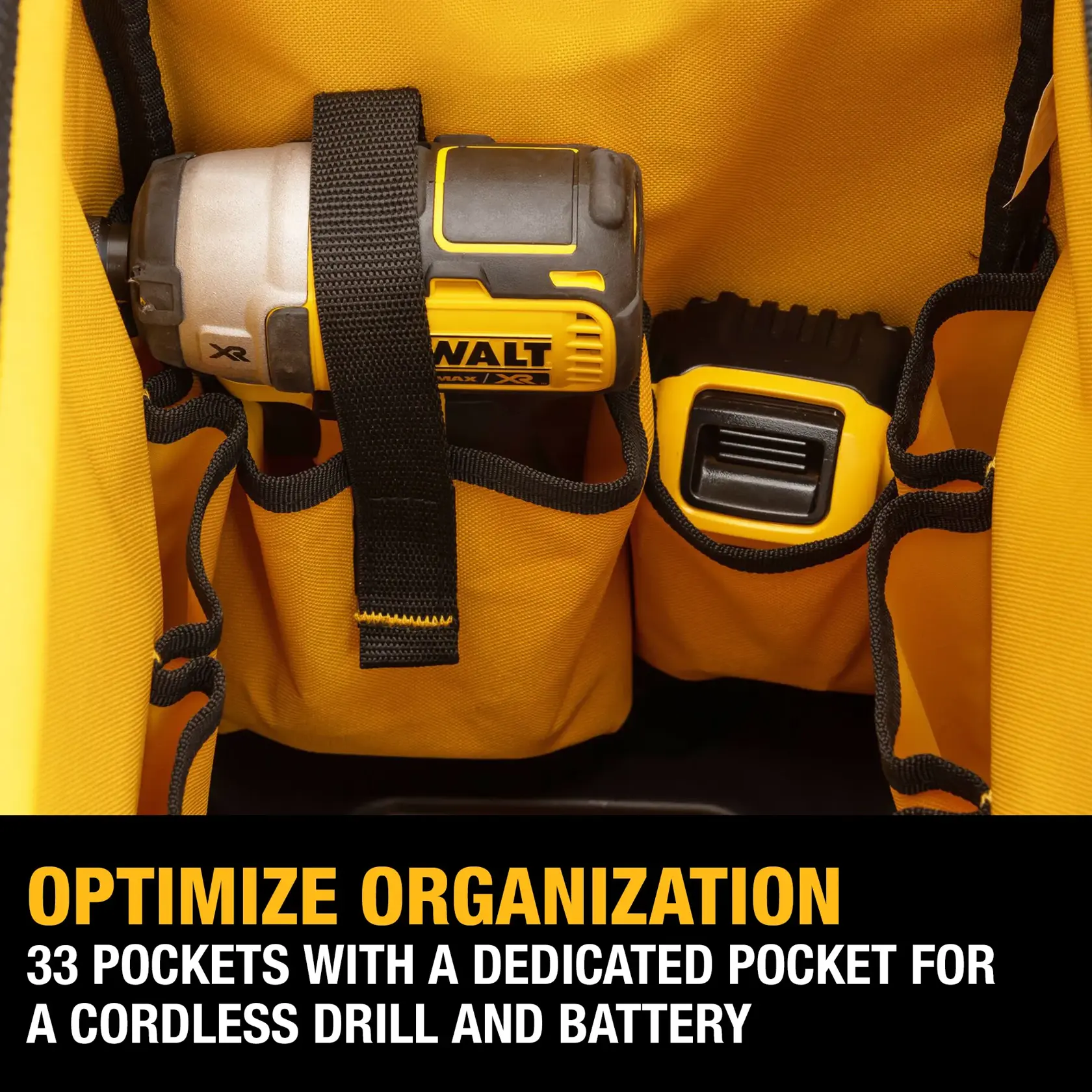 Image showing DeWalt 20 Pro Open Mouth tool bag organization pockets