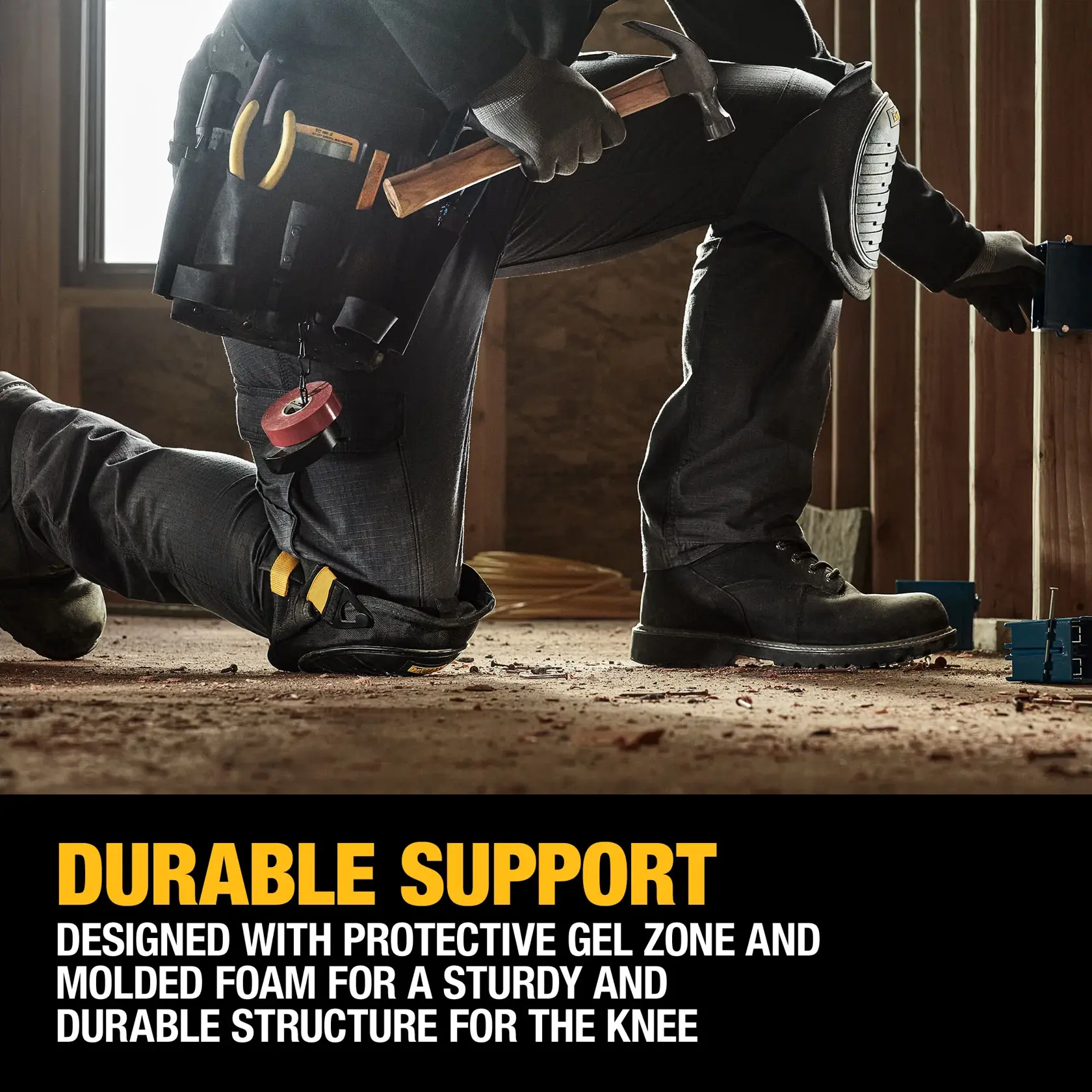 DEWALT HARD SHELL KNEE PADS WITH GEL DURABLE SUPPORT