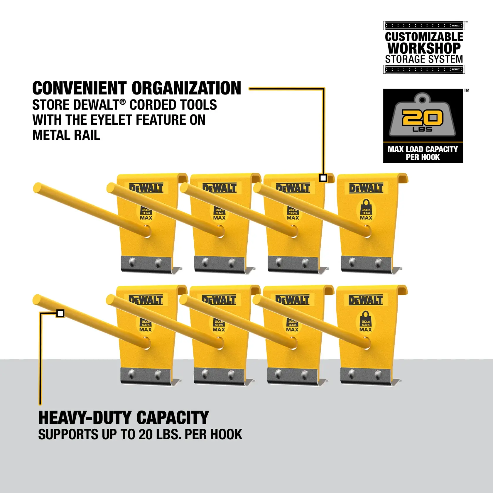 Walkaround Graphic of a 4pc Cordless Hang Hook Set