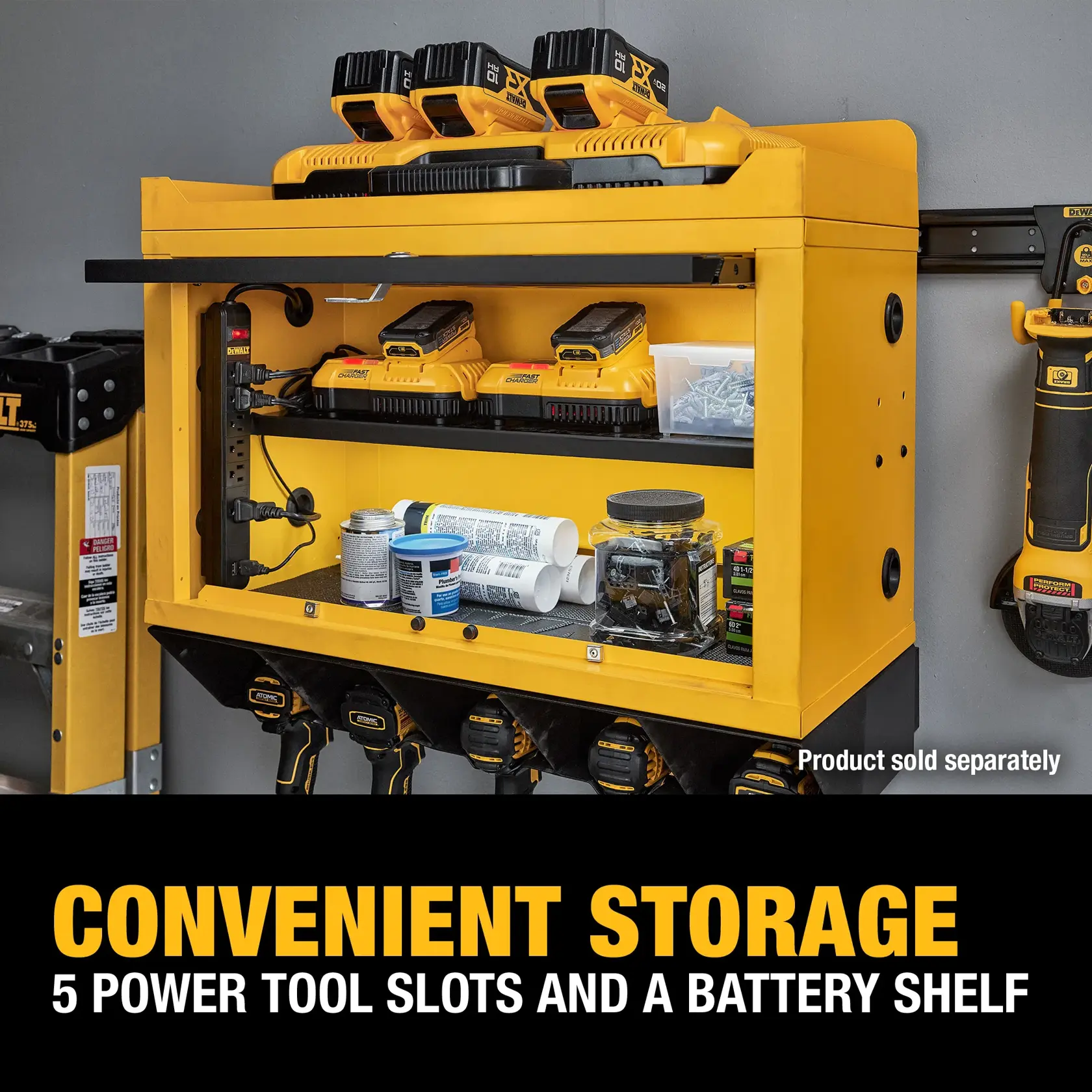 Graphic Showing the Storage of the Power Tool Wall Cabinet