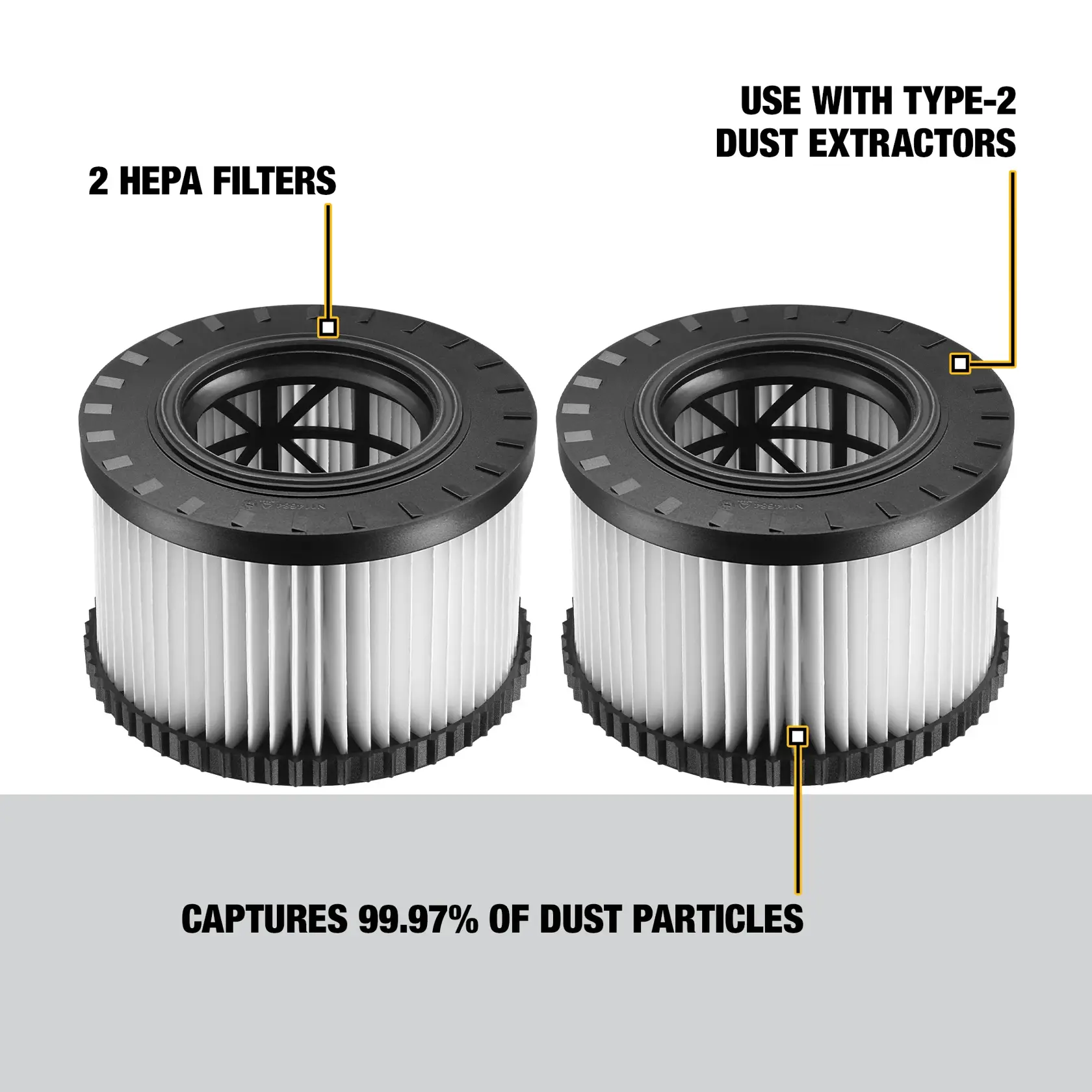 DEWALT® Replacement HEPA Filter Set For DWV010 & DWV012 (Type 2) Dust Extractors
