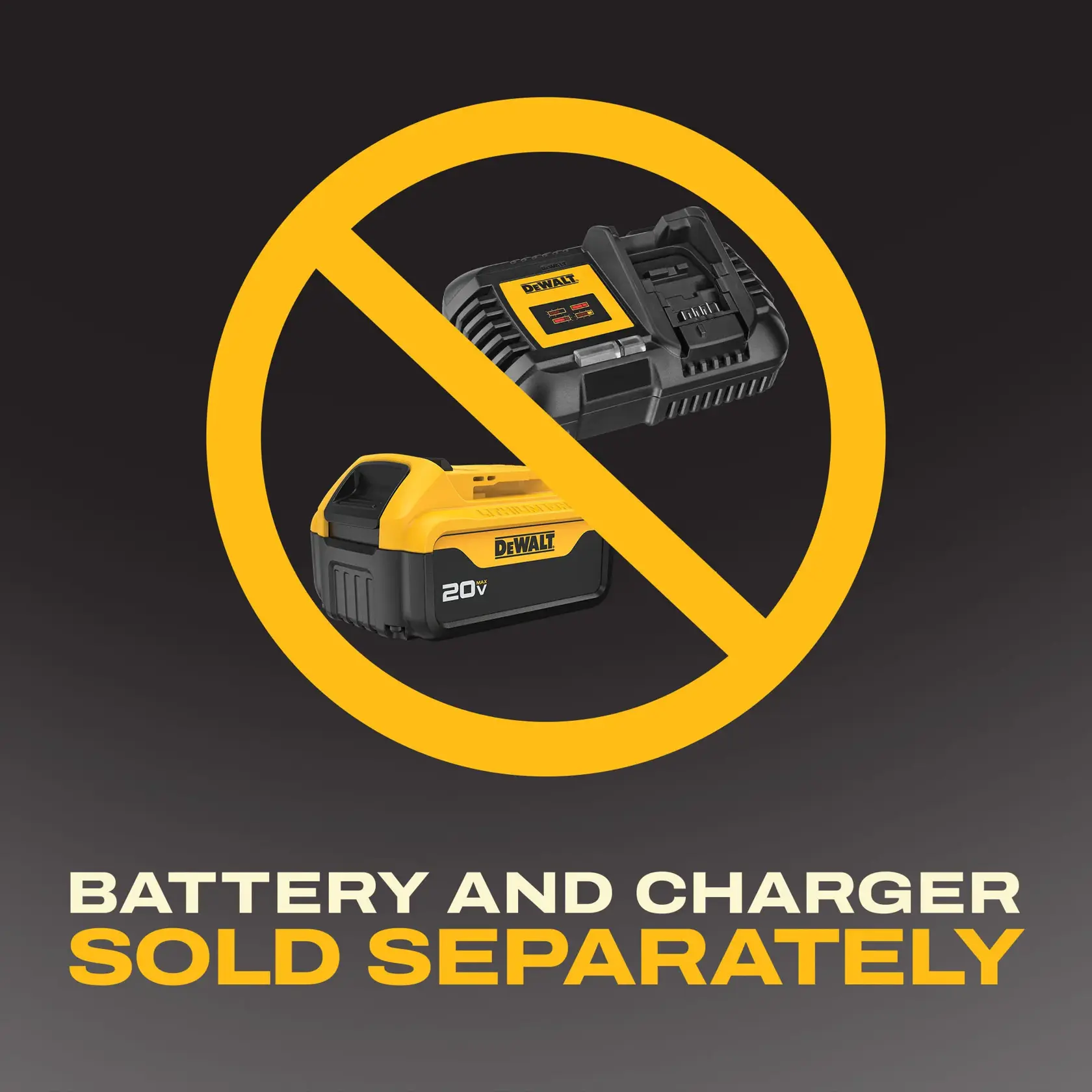 DEWALT Battery sold separately graphic