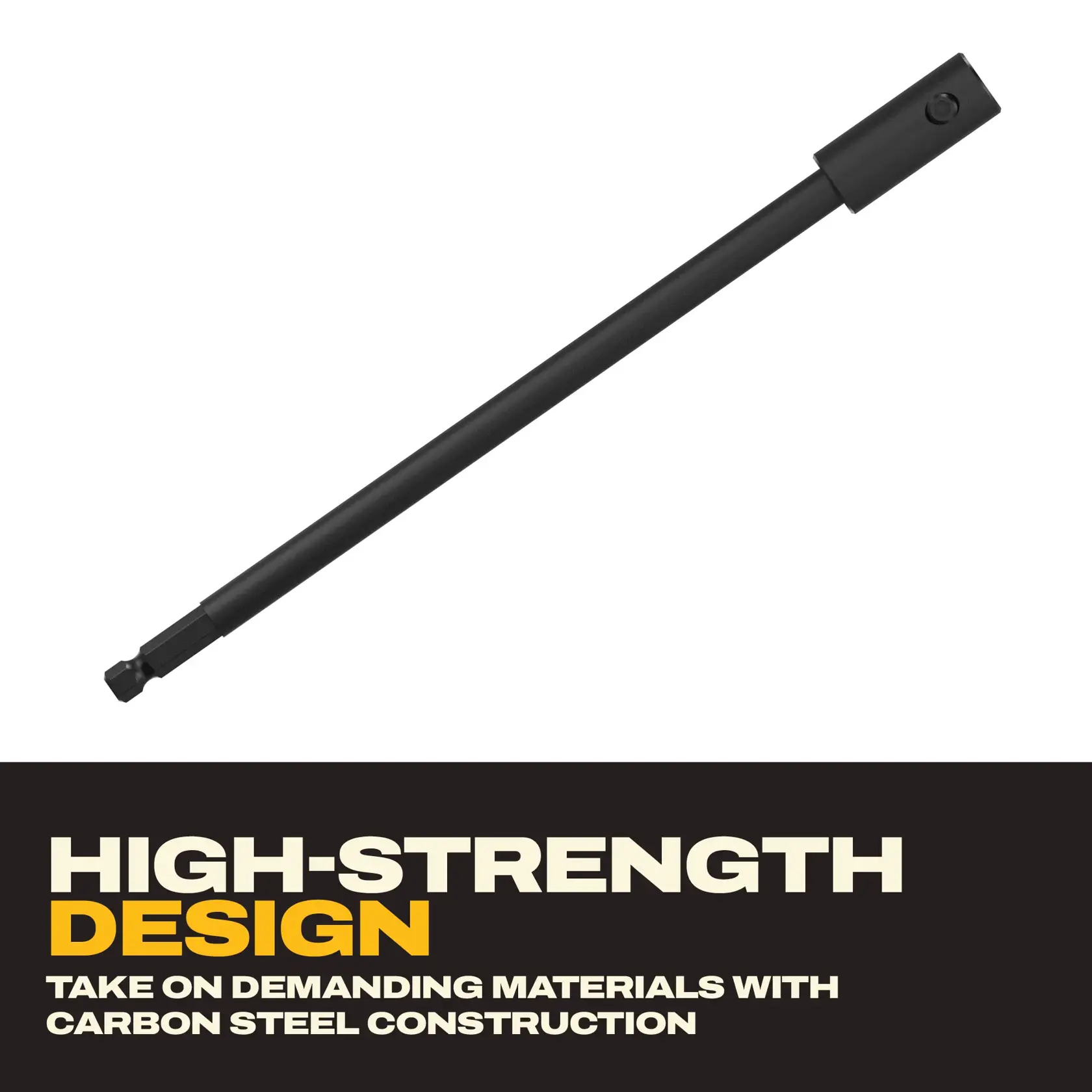 DEWALT graphic showing DWA716EXT12, DWA716EXT5, DWA38EXT10, DWA14EXT12, DWA716EXT18, DWA14EXT06, steel design.