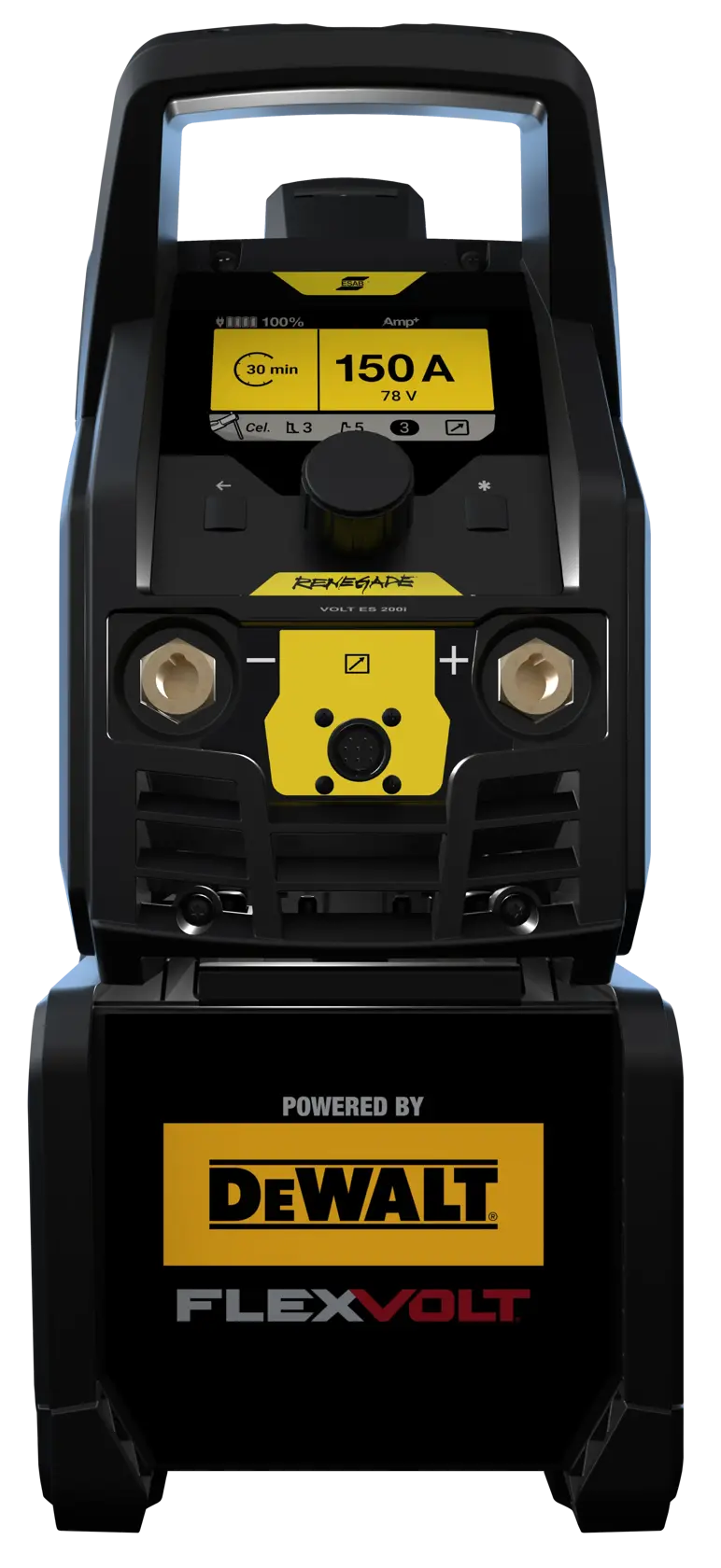 ESAB RENEGADE VOLT WELDER - DEWALT FLEXVOLT BATTERY BOX AND BATTERIES - SIDE DISPLAY