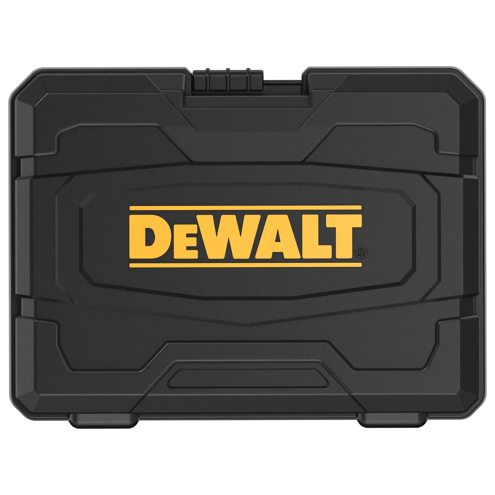 Black hard case with yellow DEWALT logo, used for storing tools or accessories.