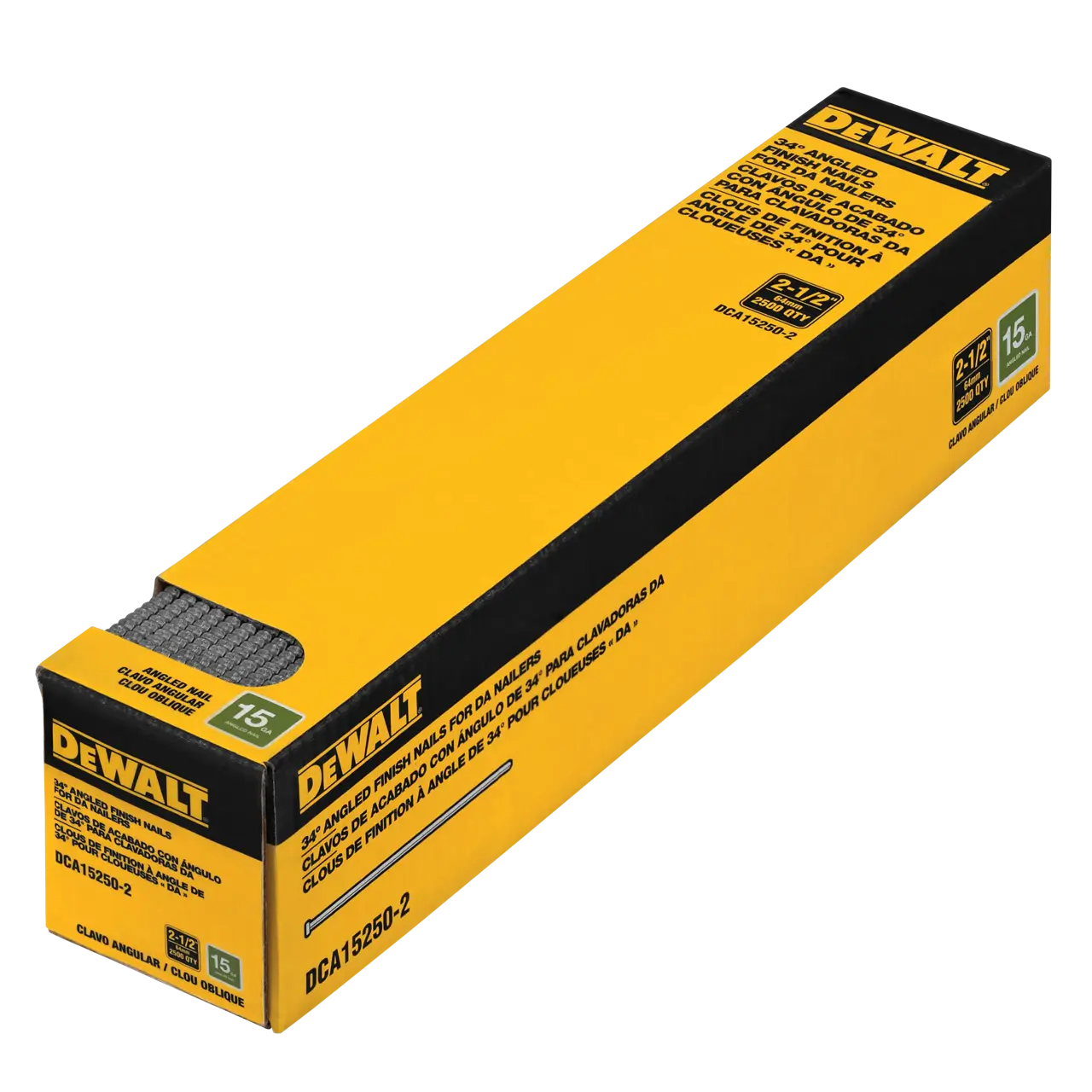 15 gauge 2-1/2-in. 34-degree da style angled finish nails (2500-pack)