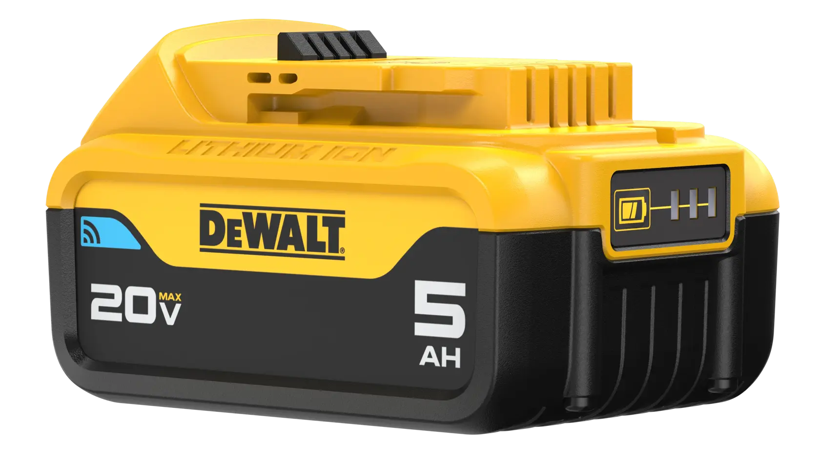 20V MAX* TOOL CONNECT 5 Ah battery back side angled view