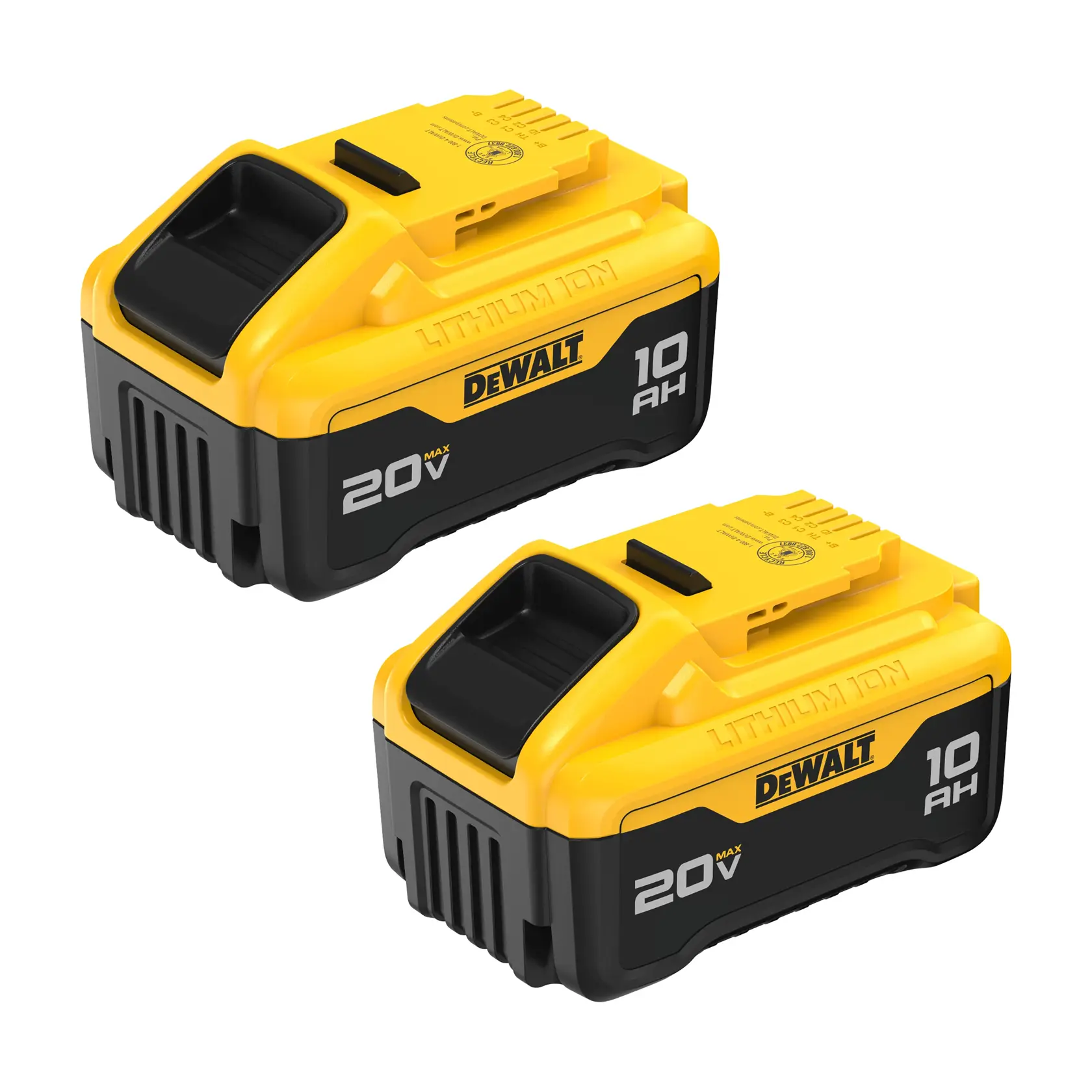 DEWALT DCB210-2, BSV520BRB 20V lithium-ion batteries, product photo for photography category.