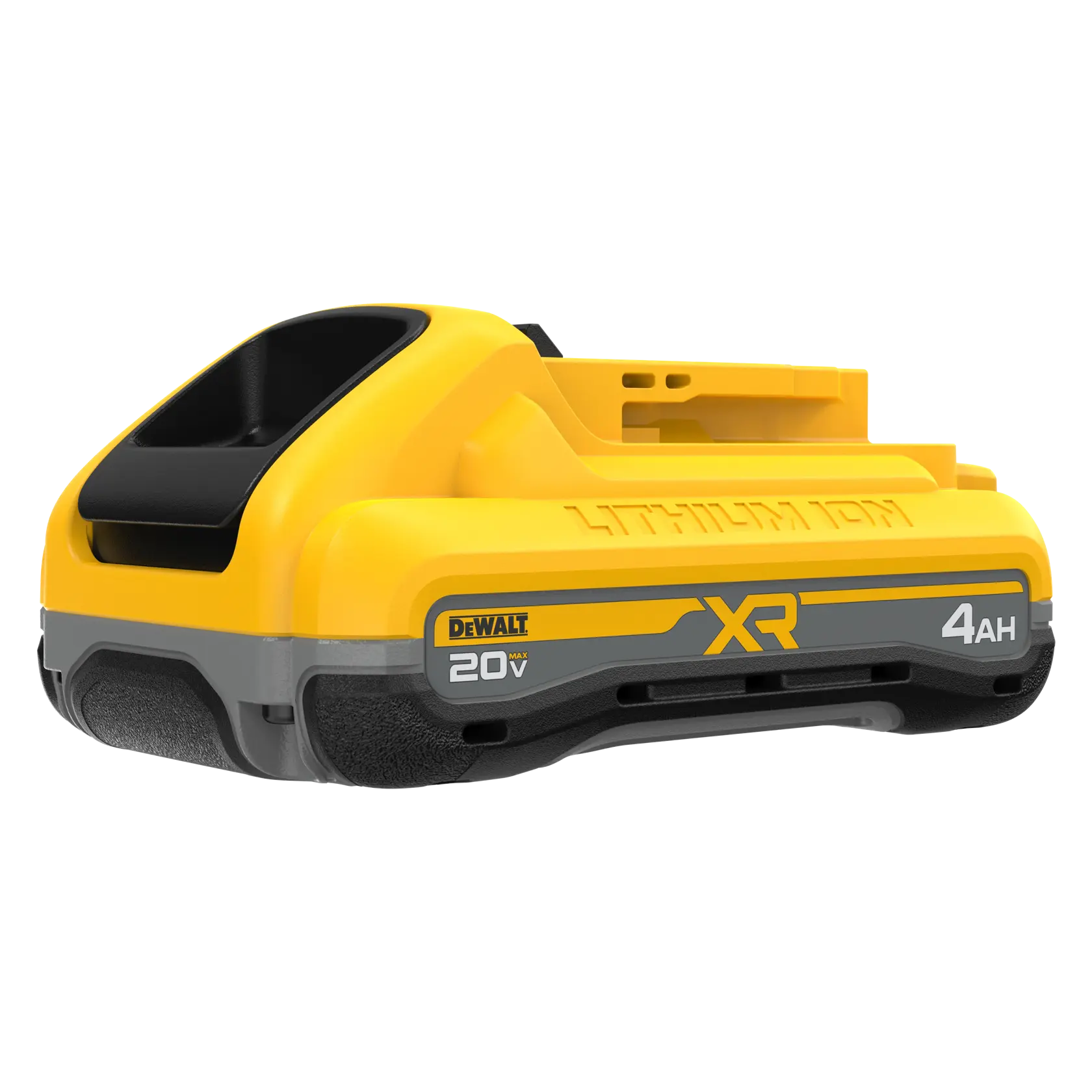 DEWALT POWERPACK four amp hour battery at a slight angle 