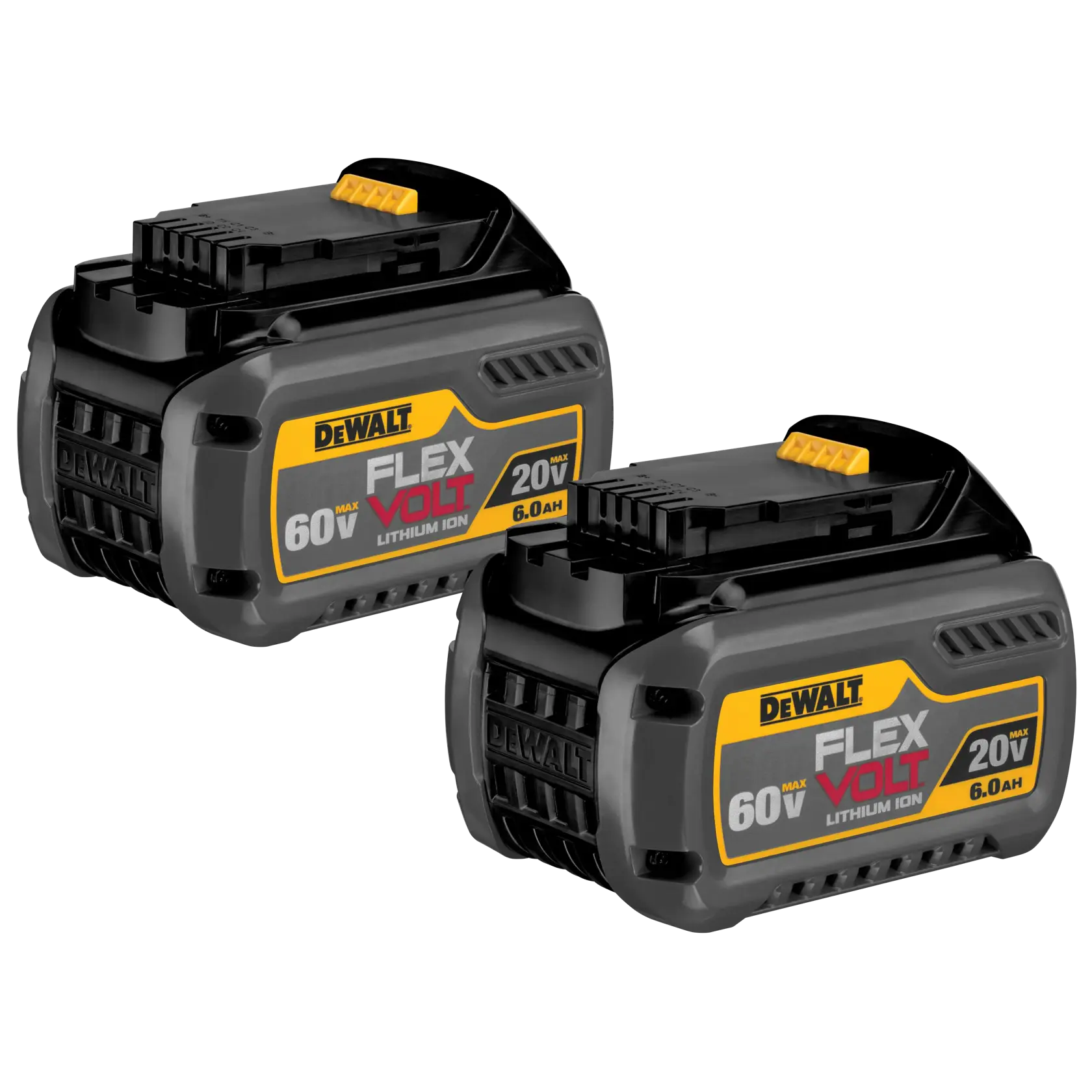 Two 20 Volt to 60 Volt 6 AMP hours Lithium-Ion Batteries