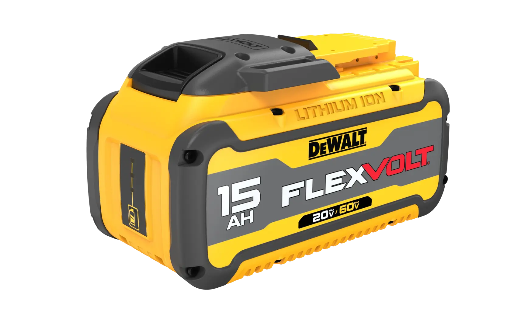 Profile of flexvolt 20 by 60 volt 15 ampere hour battery.