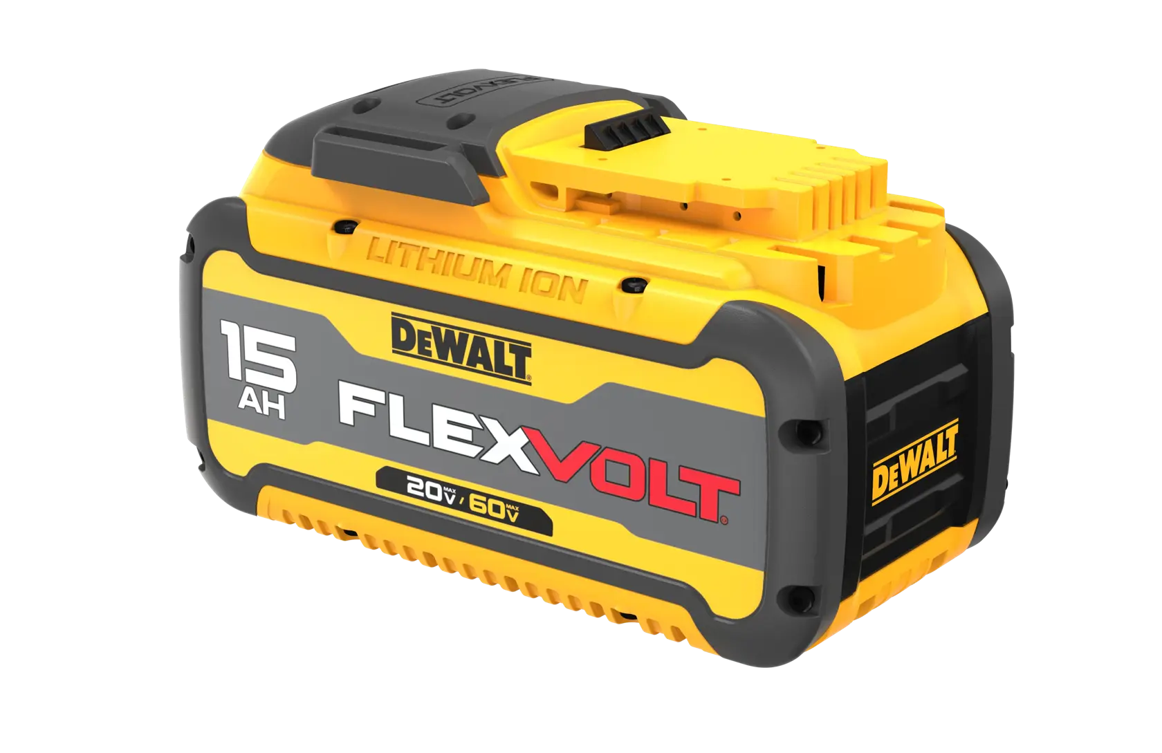 Profile of flexvolt 20 by 60 volt 15 ampere hour battery.