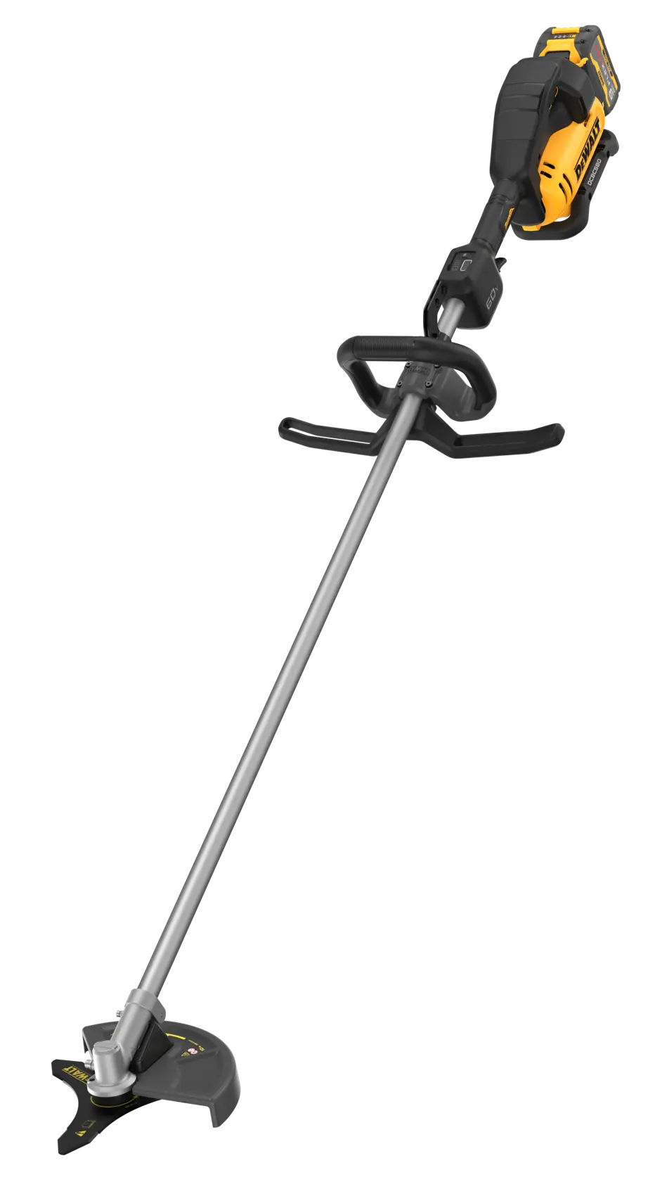 Bush cutter angled view front facing with battery with D-ring feature