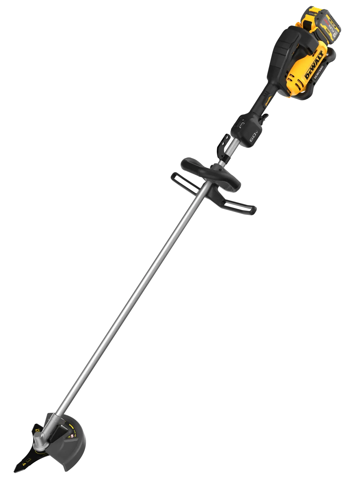 Bush cutter angled view front facing with battery with D-ring feature