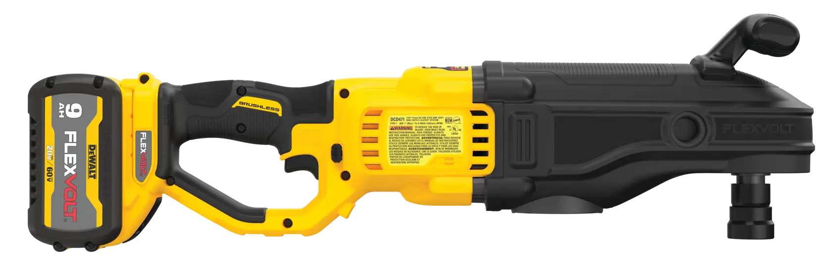 DEWALT® FLEXVOLT 60V MAX* Brushless Cordless 7/16-in. (11mm) Quick-Change Stud and Joist Drill with E-Clutch System, (2) 9.0 Ah Batteries and Charger thumbnail 4