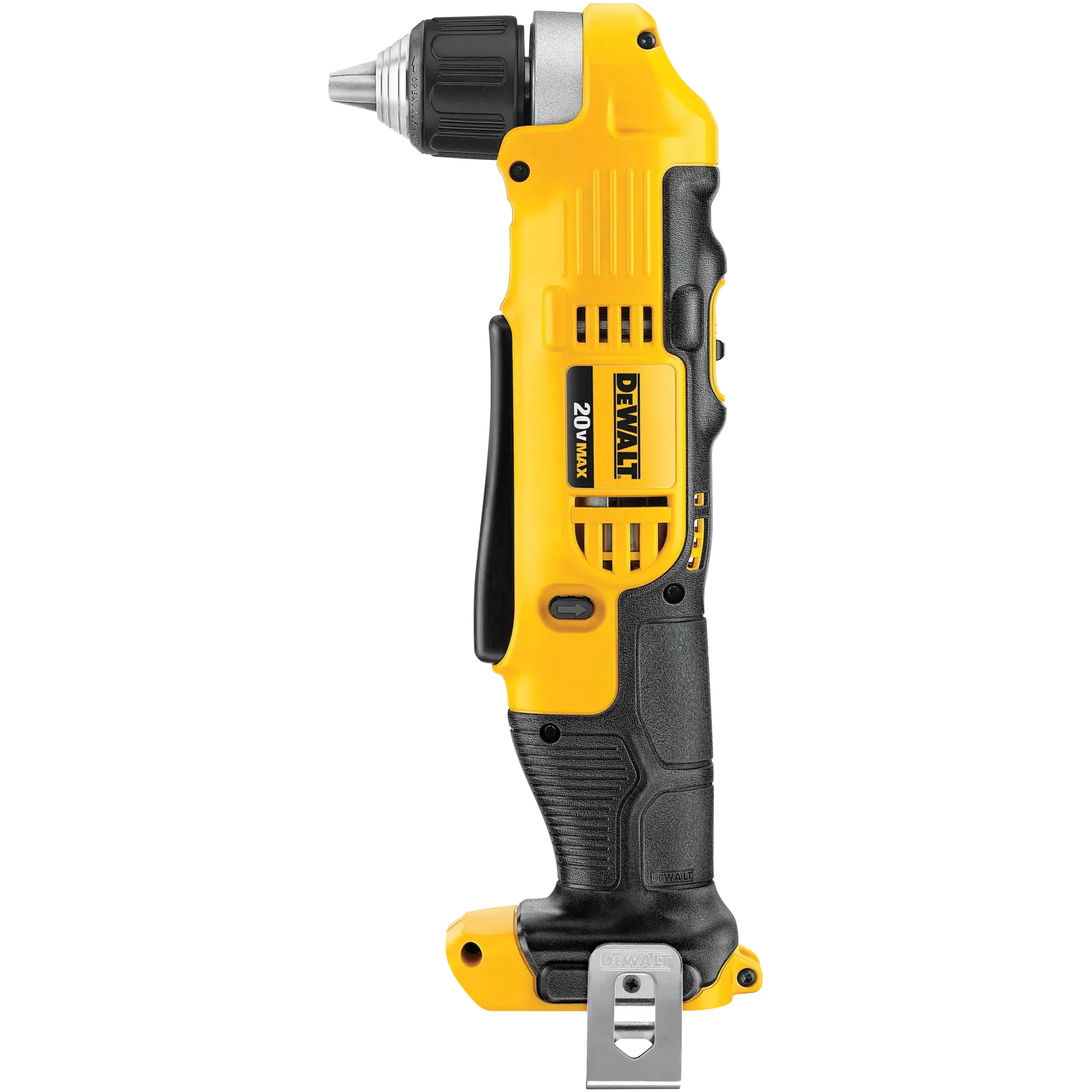 Profile of Lithium Ion three eighths of an inch Right Angle drill driver .