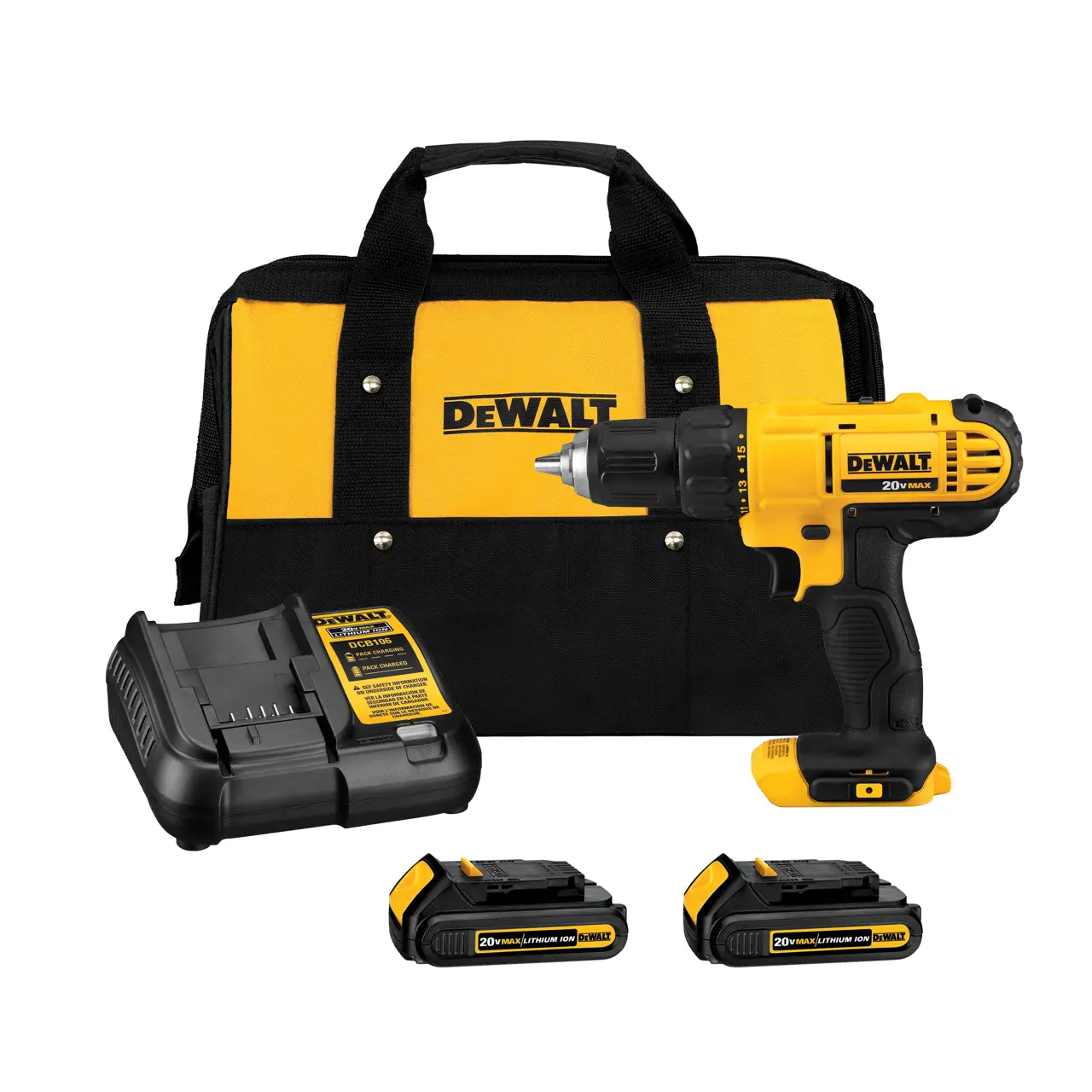 DEWALT DCD771C2 20V MAX cordless drill driver kit
