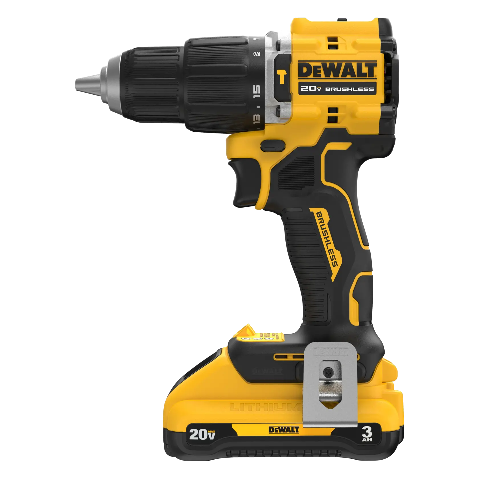 ATOMIC COMPACT SERIES(™) 20V MAX 1/2 in. Hammer Drill front side view with 20V MAX* 3.0 Ah Battery 
