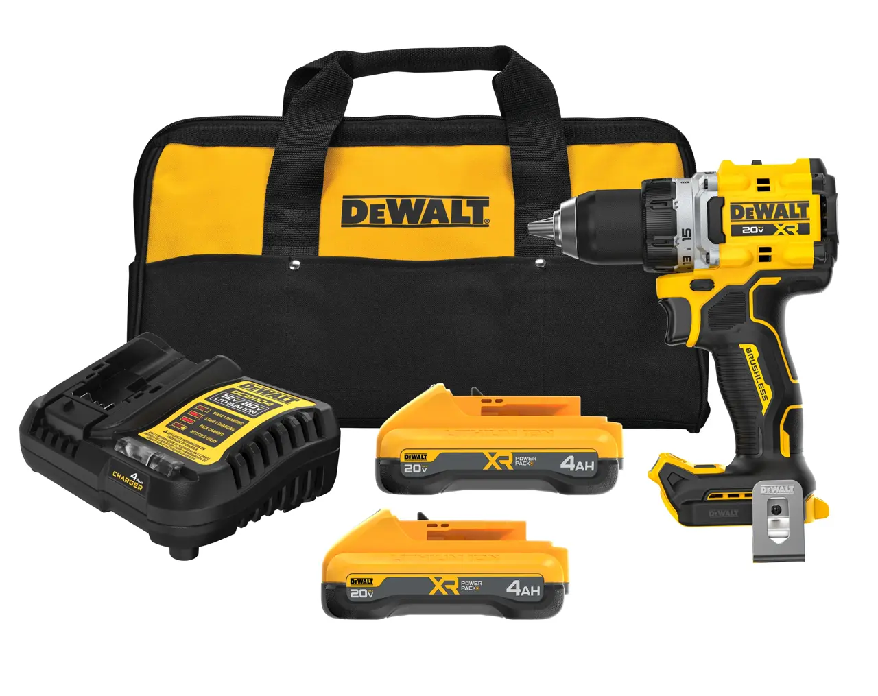 20V MAX XR Brushless Cordless 1/2-in Drill/Driver with (2) 4Ah POWERPACK Batteries