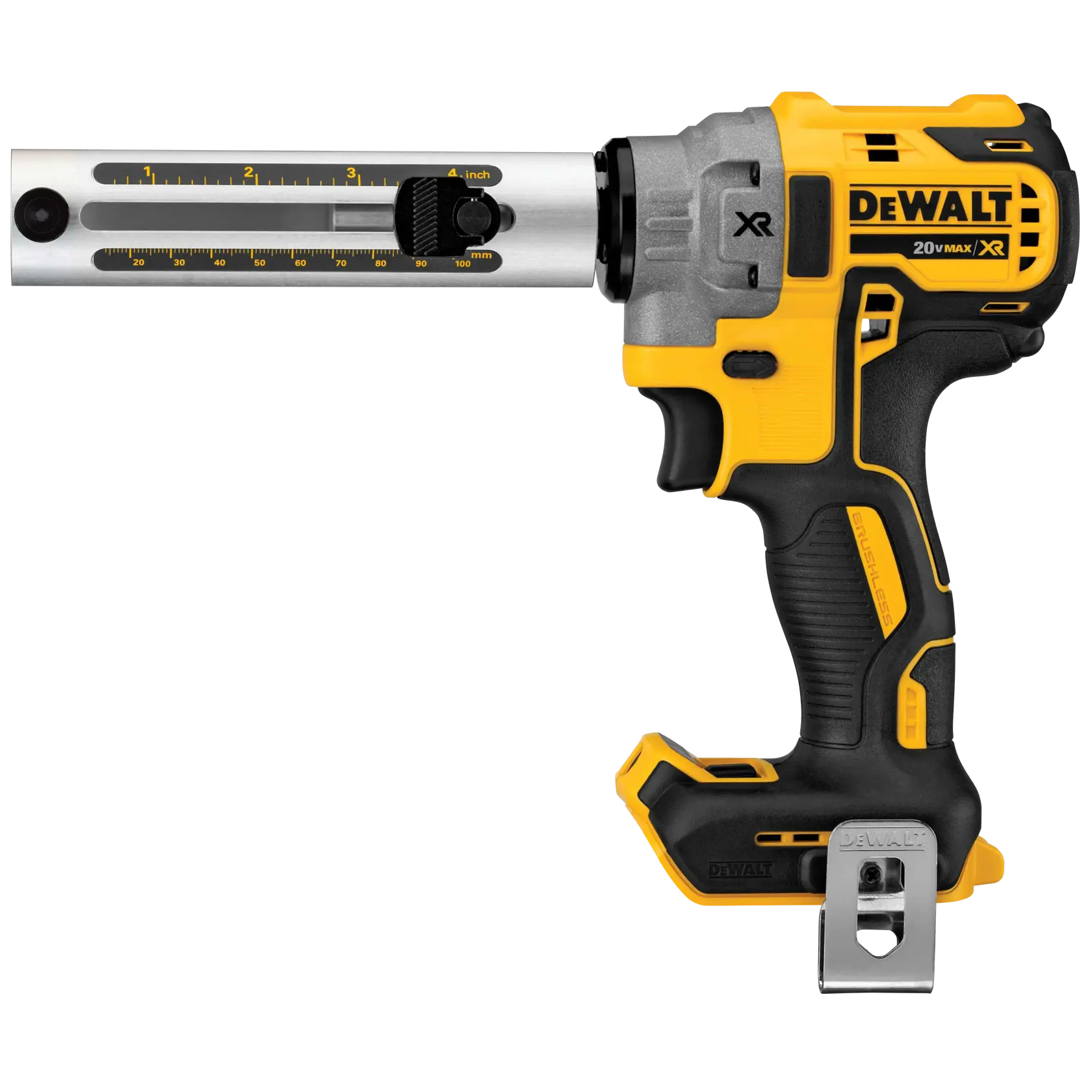 DEWALT Cable Stripper is used to strip a blue cable by a tradesman in an electrical room.