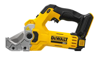 DEWALT Plastic Tubing Cutter viewed from the front on white background. 