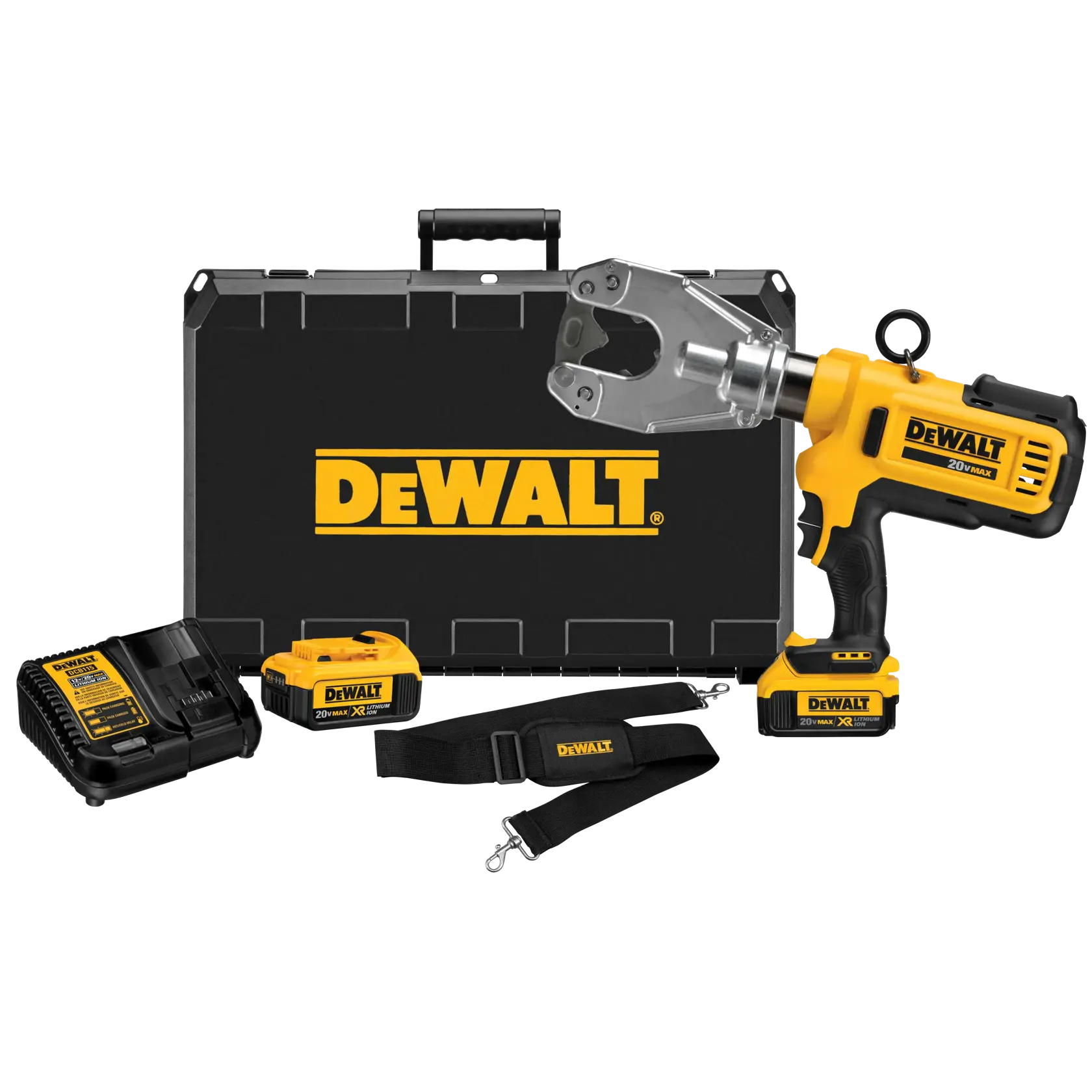 DEWALT® 20V MAX* Cordless Dieless Cable Crimping Tool with (4) 5.0 Ah Batteries and Charger