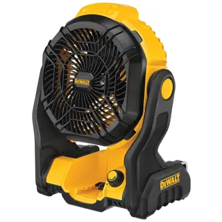 Profile of 20 volt cordless jobsite fan.