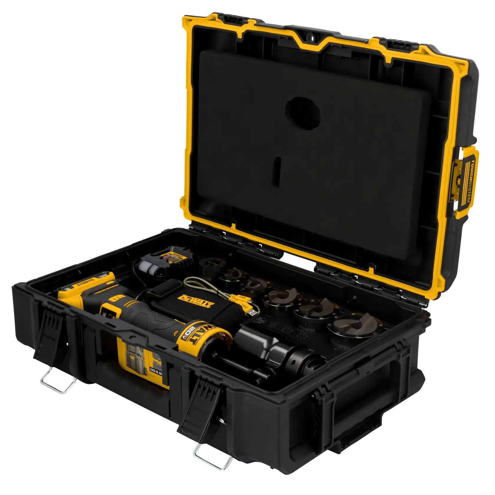 20V Max* Knockout Tool Kit with 1/2“-2“ Punches and Dies in TOUGHSYSTEM Case on white background