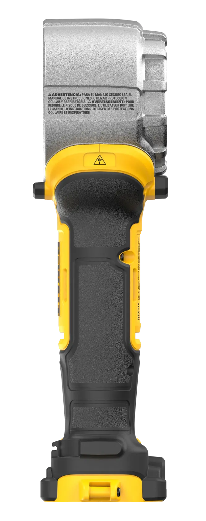 DEWALT Pipe Deburring Tool viewed straight on showing the side on white background.