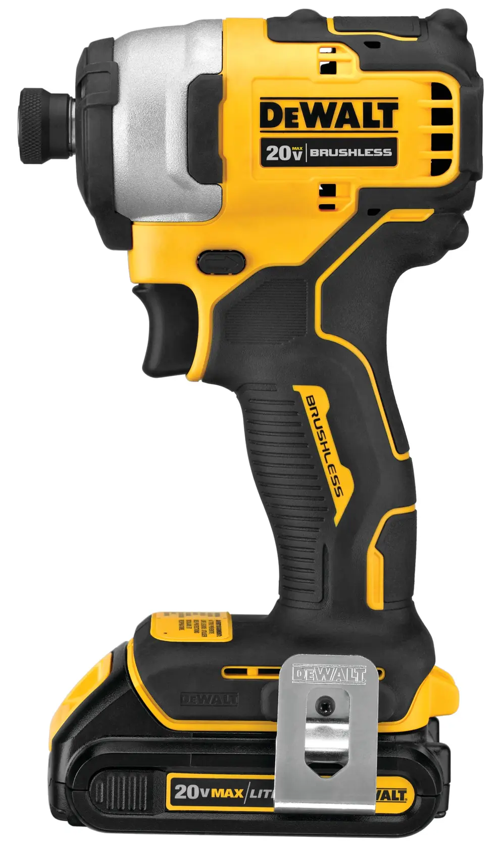 DEWALT® 20V MAX* ATOMIC™ ATOMIC™ Cordless Brushless 1/4-Inch (6.4mm) Impact Driver Drill (2) 1.3 Ah Batteries with Charger