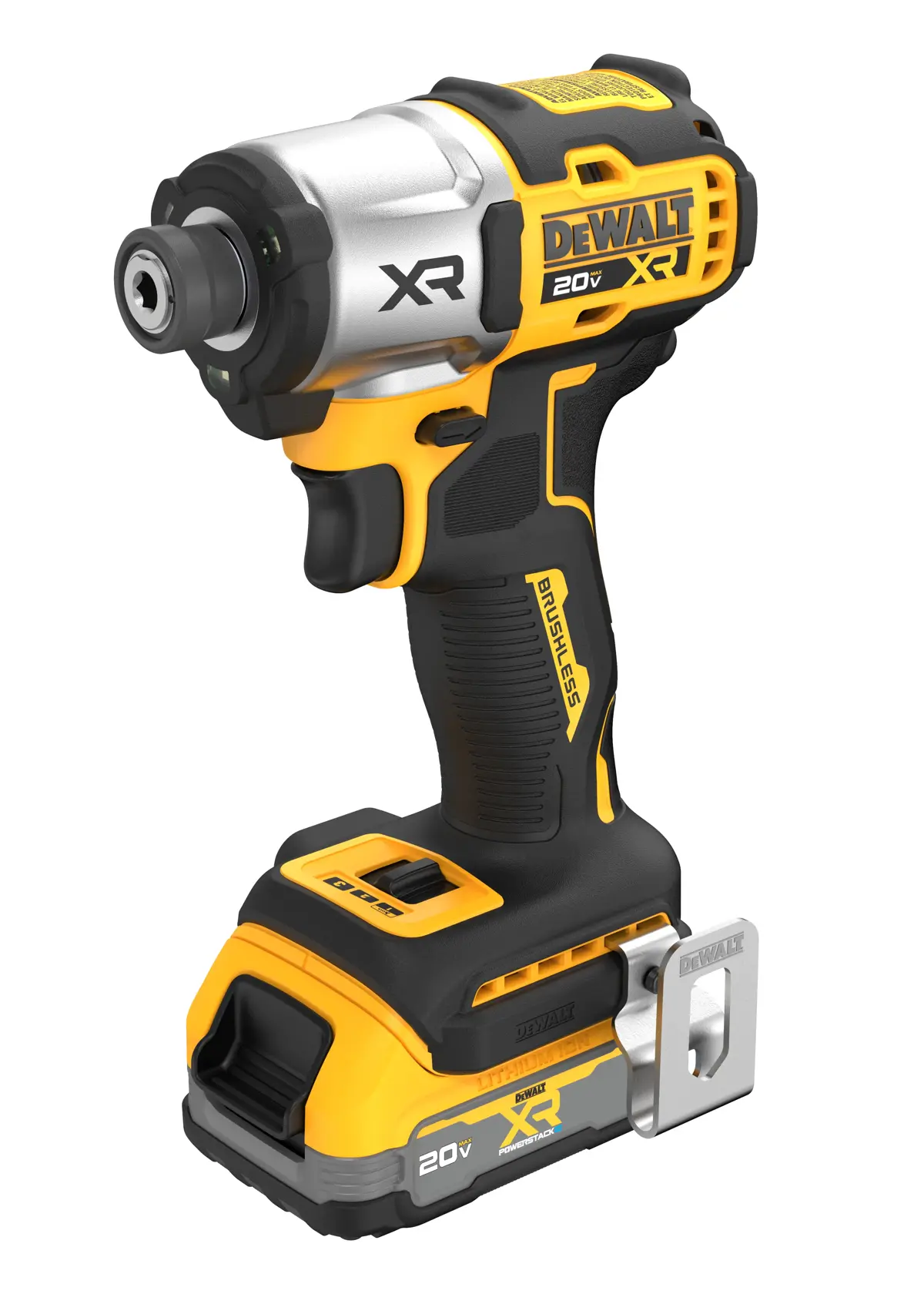 Side angle of the 1/4“ 3-Speed Impact Driver Kit on white