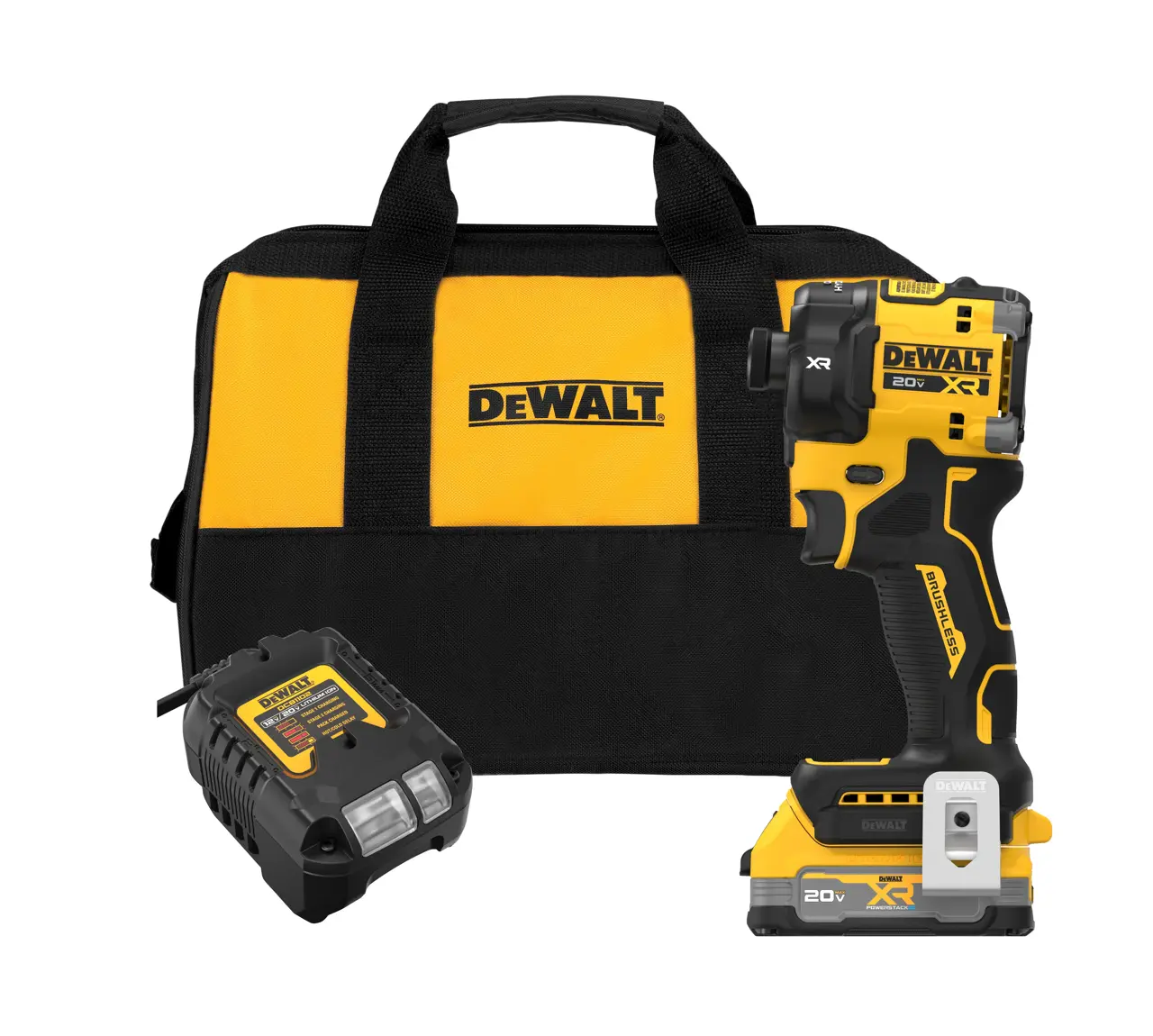 20V MAX XR Brushless Cordless 1/4-in Quiet Hydraulic Impact Driver Kit with XR POWERSTACK