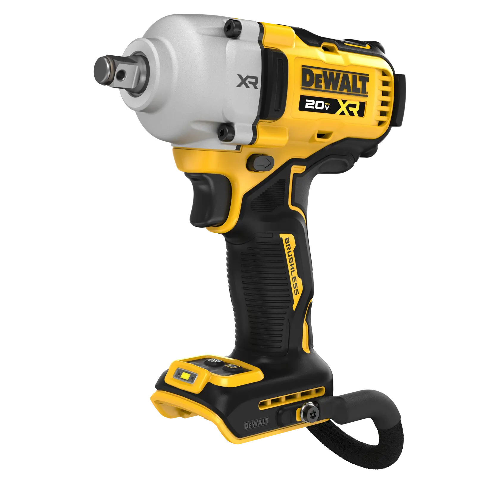 Angle view of the ATOMIC 20V MAX* 1/2 in. Cordless Impact Wrench With LANYARD READY™ Attachment Point (Tool Only) on white