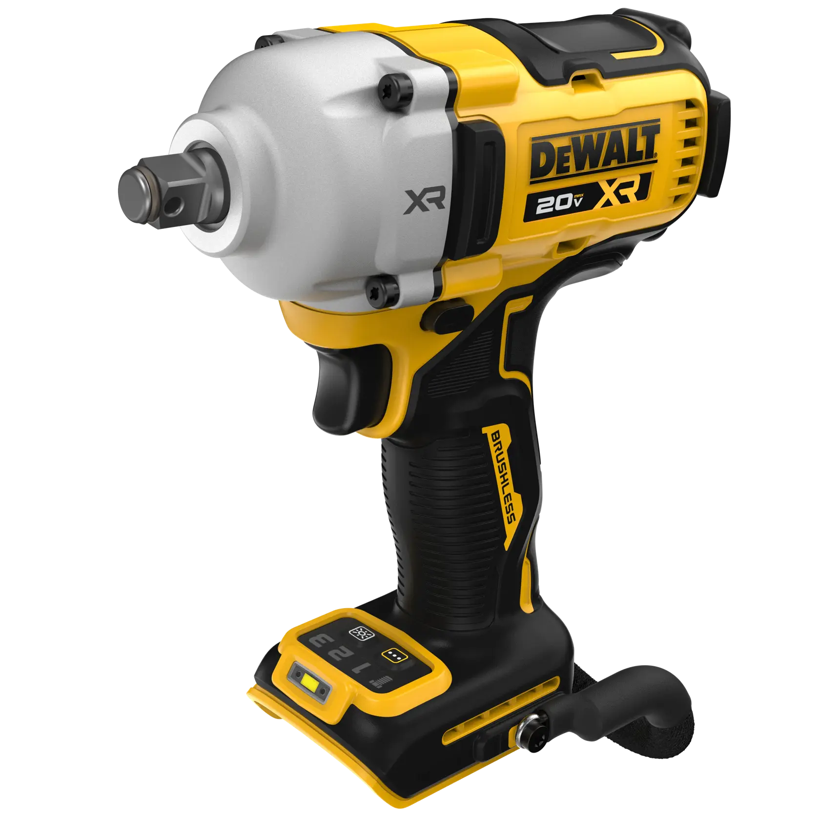 Angle view of the ATOMIC 20V MAX* 1/2 in. Cordless Impact Wrench With LANYARD READY™ Attachment Point (Tool Only) on white