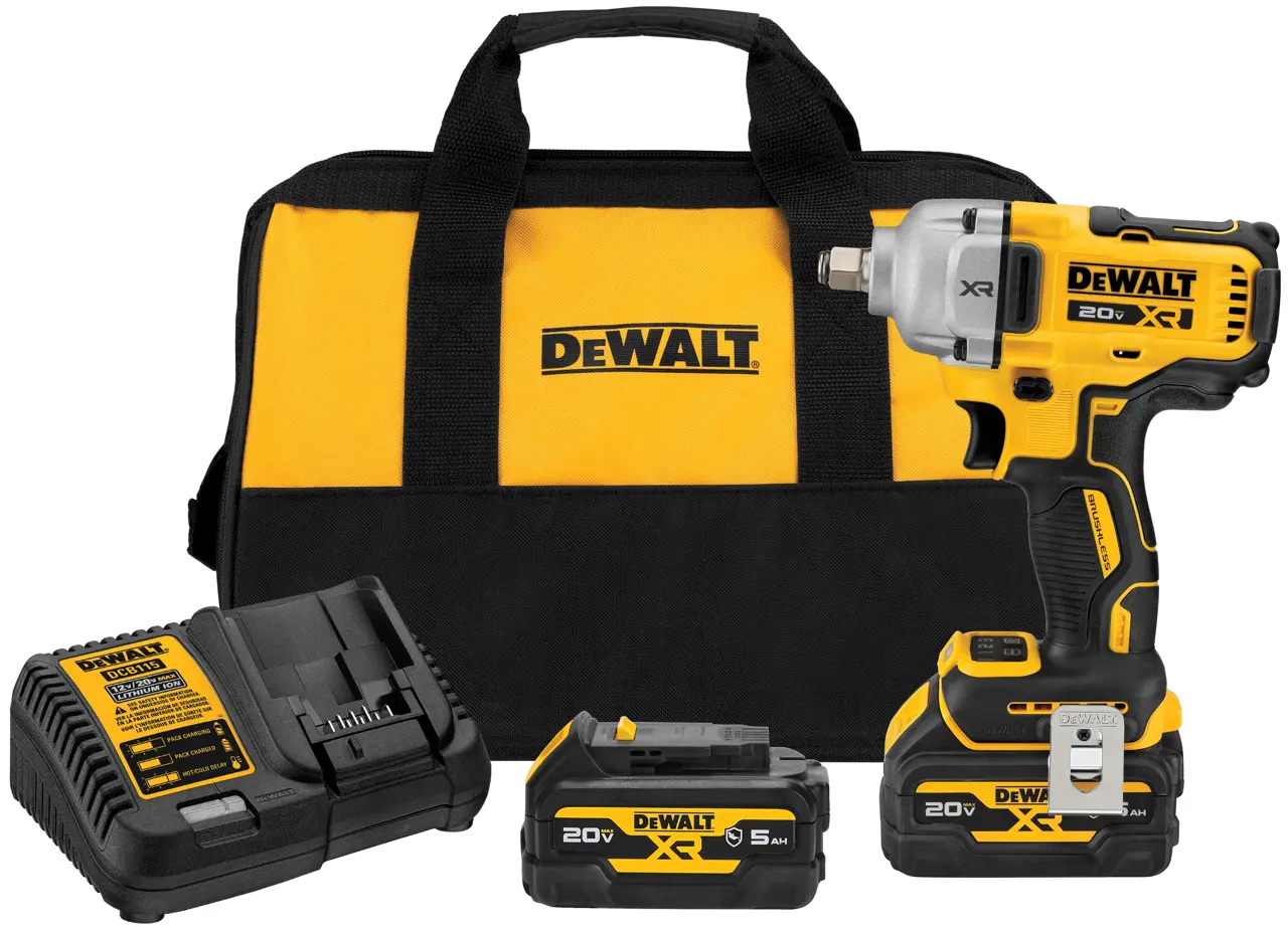20V MAX XR 1/2-in Mid-Range Impact Wrench With Hog Ring Anvil and Oil-Resistant Batteries Kit