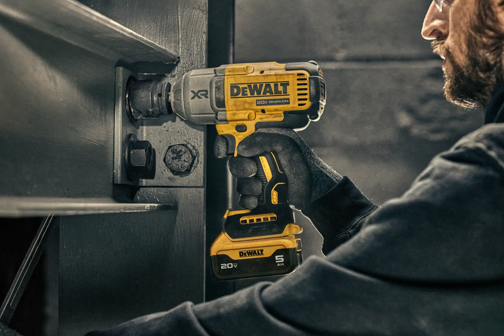 20V MAX XR(R) 1/2 in. High Torque Impact Wrench in use