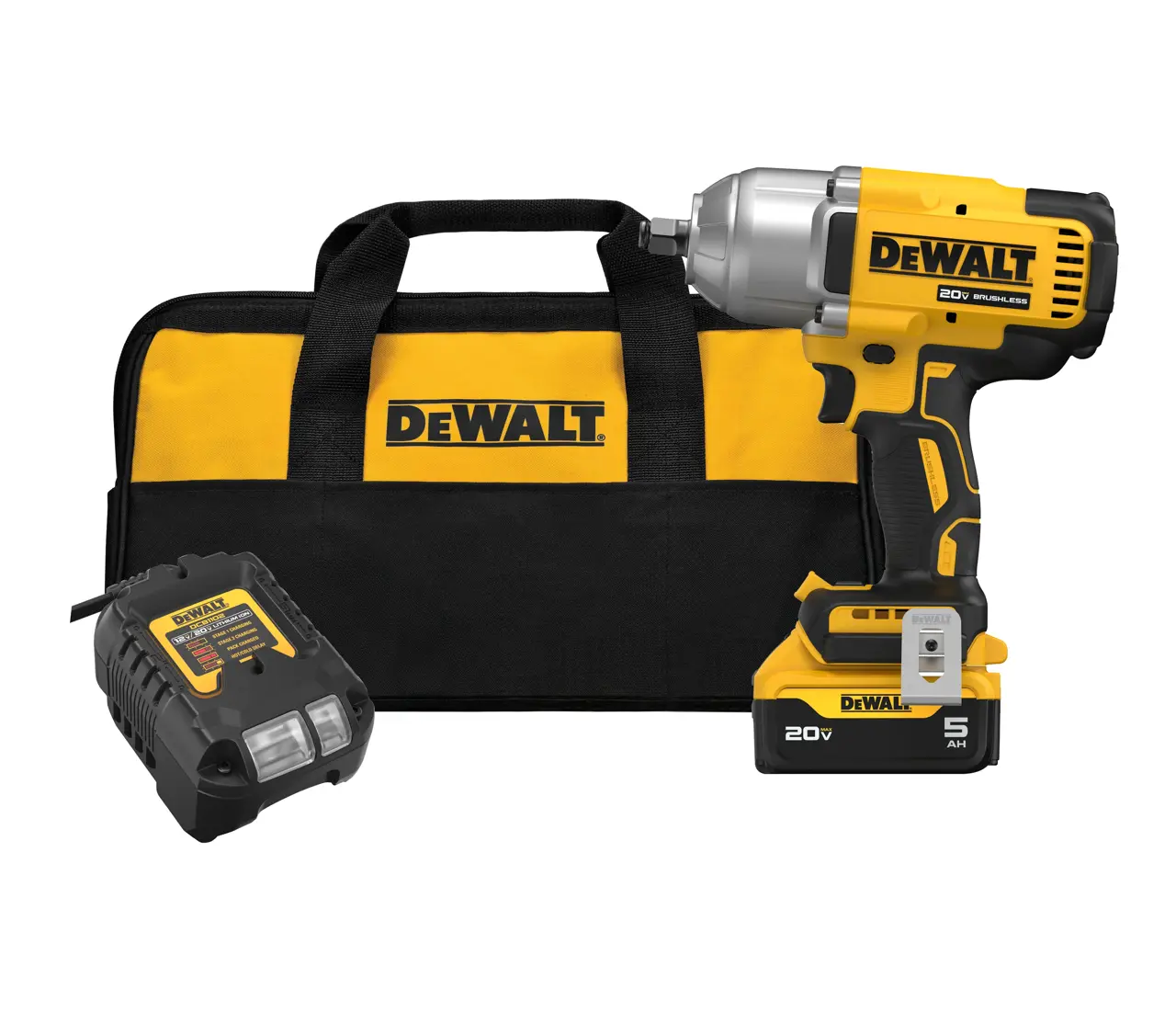 20V MAX XR 1/2-in High Torque Impact Wrench With Hog Ring Anvil With (1) 5.0 Ah Battery & Charger Kit
