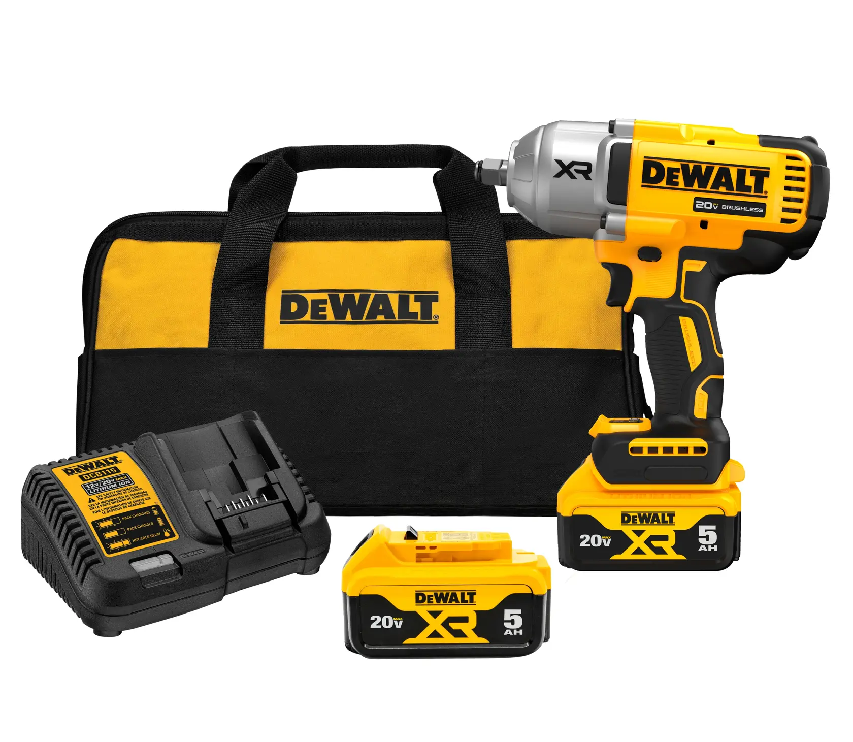 20V MAX XR(R) 1/2 in. High Torque Impact Wrench Kit with 2 20V MAX 5.0 Ah Battery 