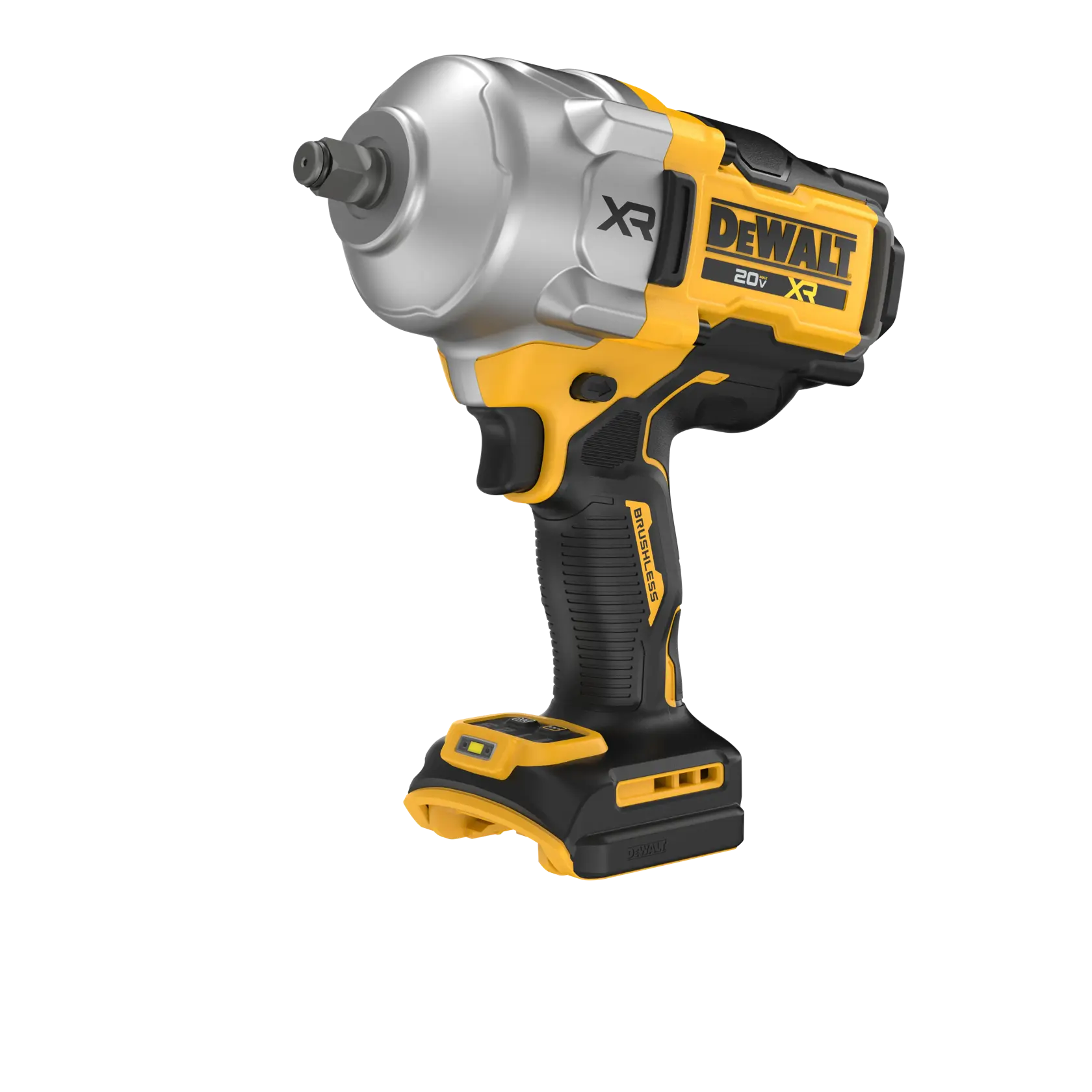 DEWALT 20V MAX  XR(®) 1/2 inch High-Torque Impact Wrench front angled view (tool only).