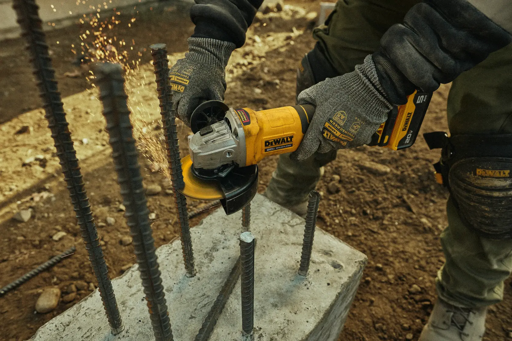 Man cutting with grinder